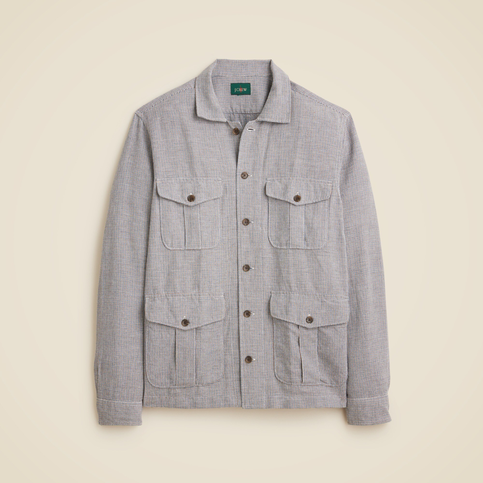 Linen-cotton blend twill shirt-jacket