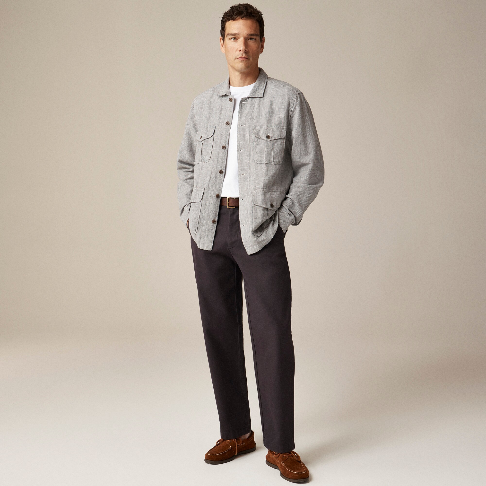 Linen-cotton blend twill shirt-jacket