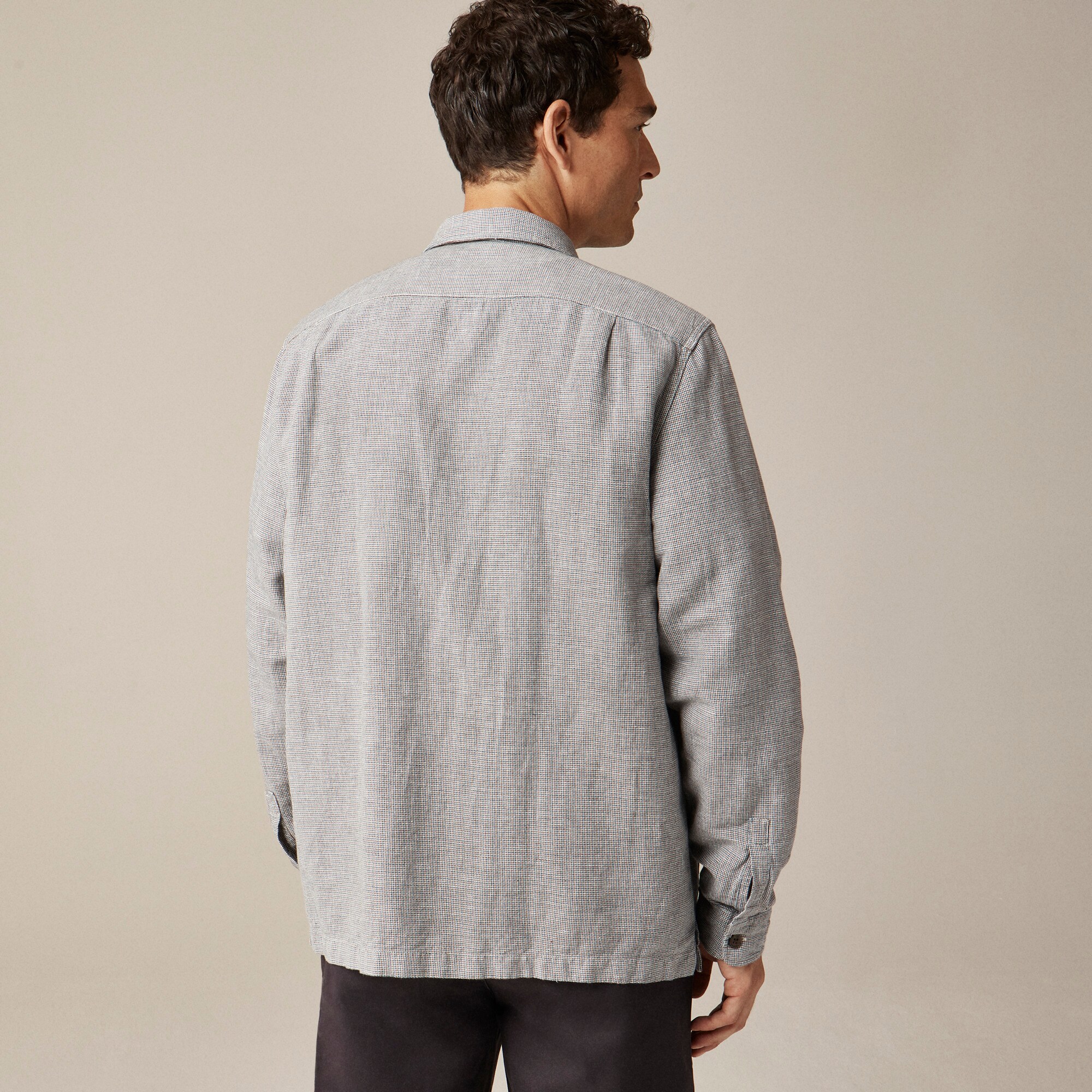 Linen-cotton blend twill shirt-jacket