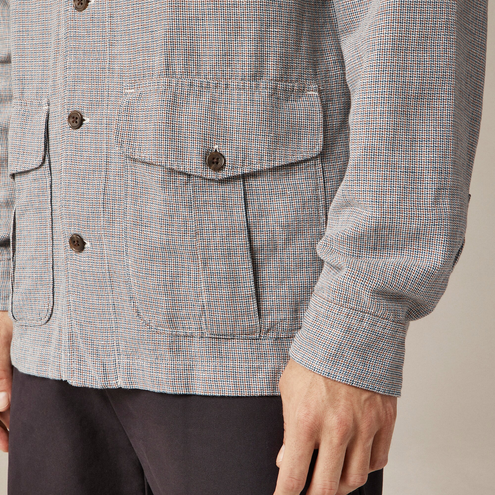 Linen-cotton blend twill shirt-jacket