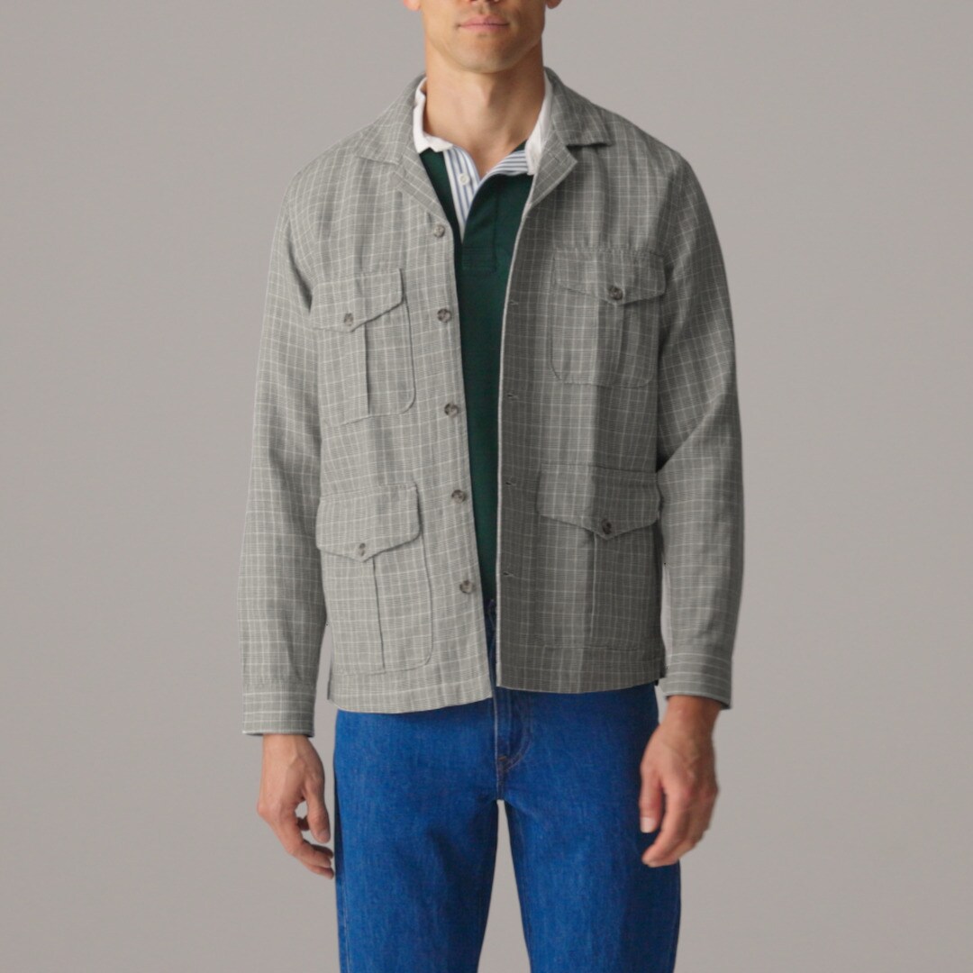 Linen-cotton blend twill shirt-jacket
