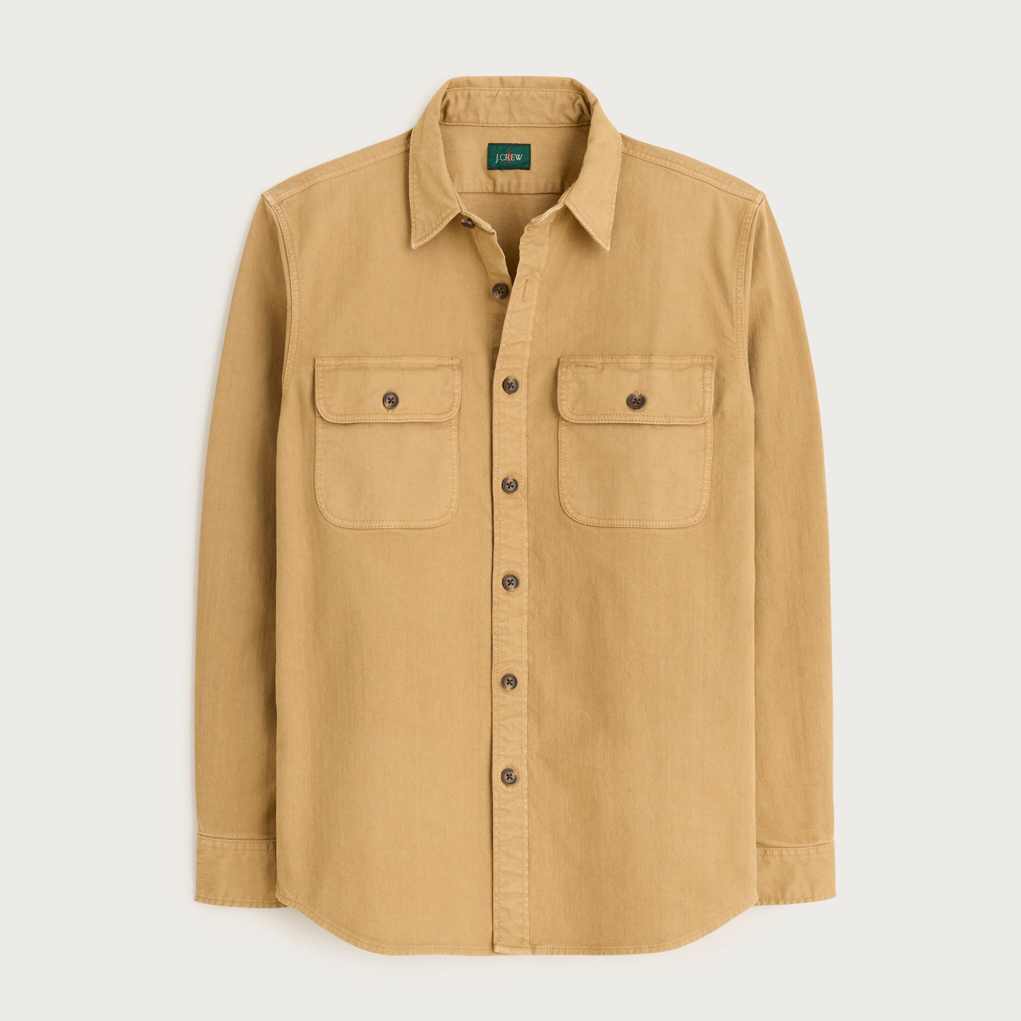  Garment-dyed twill overshirt