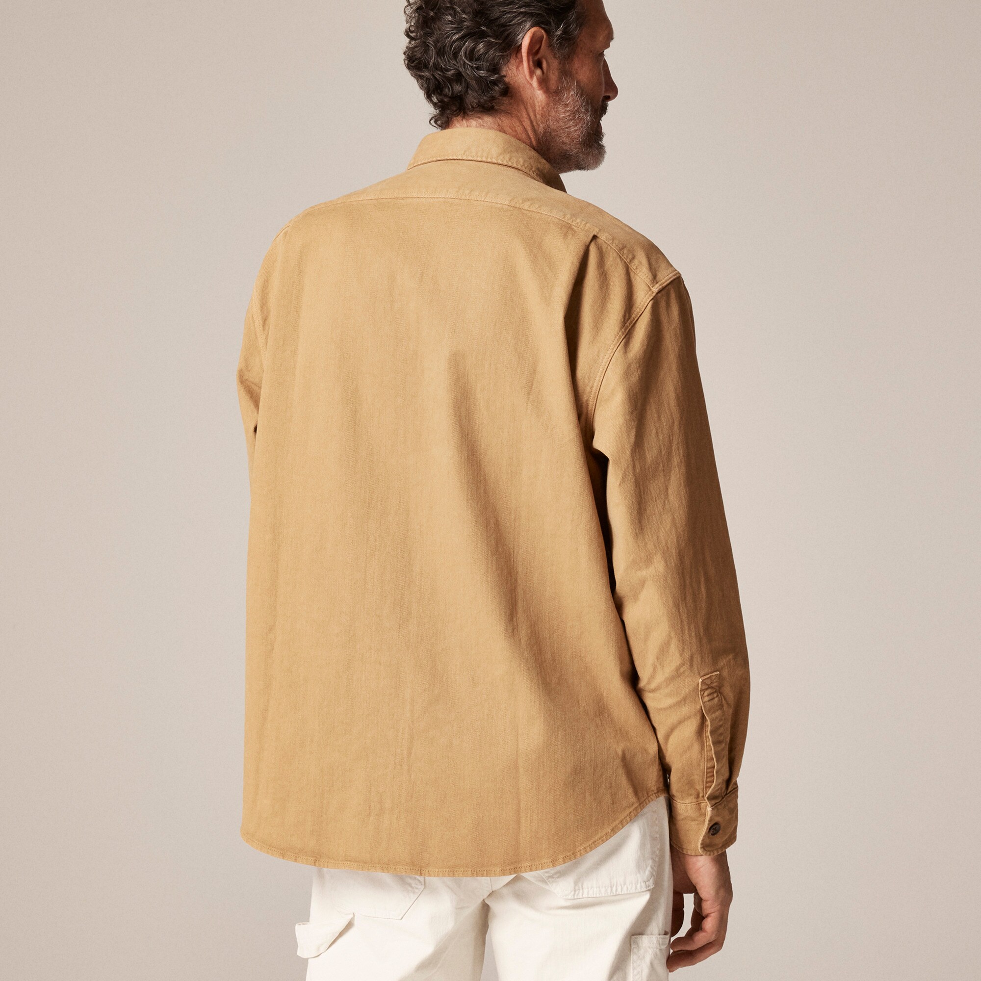 Garment-dyed twill overshirt