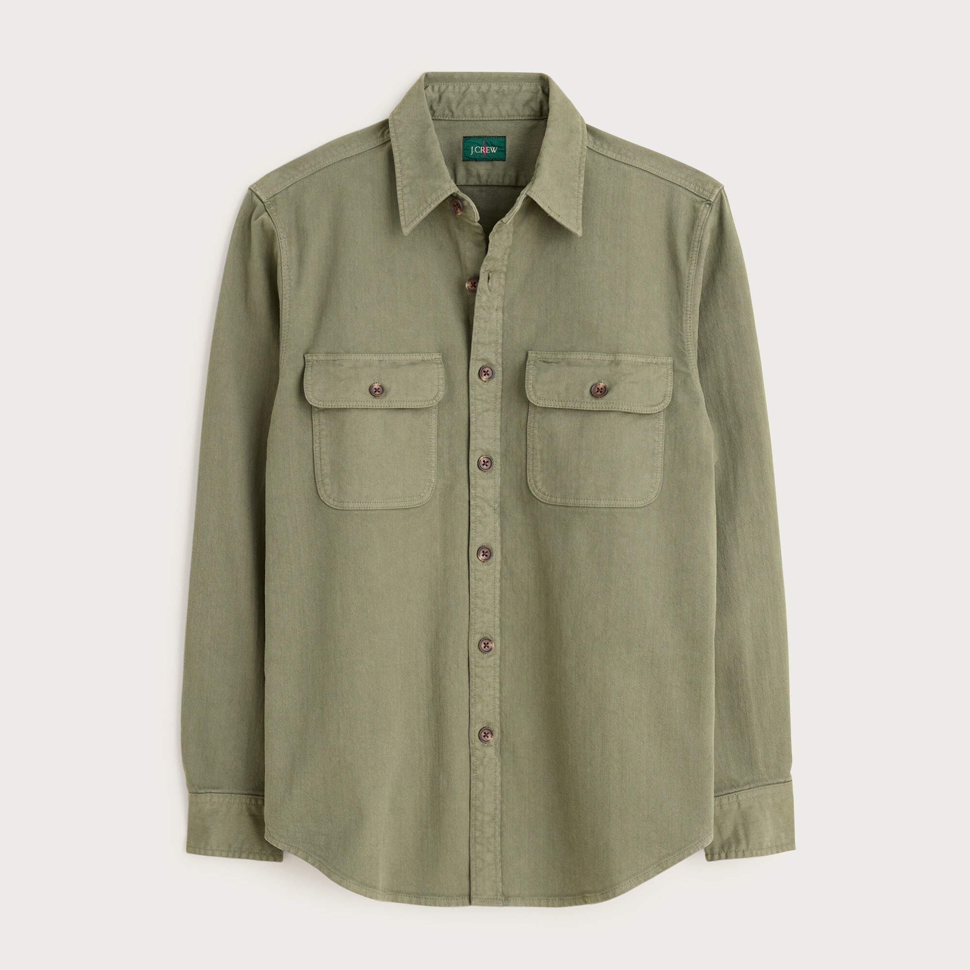  Garment-dyed twill overshirt