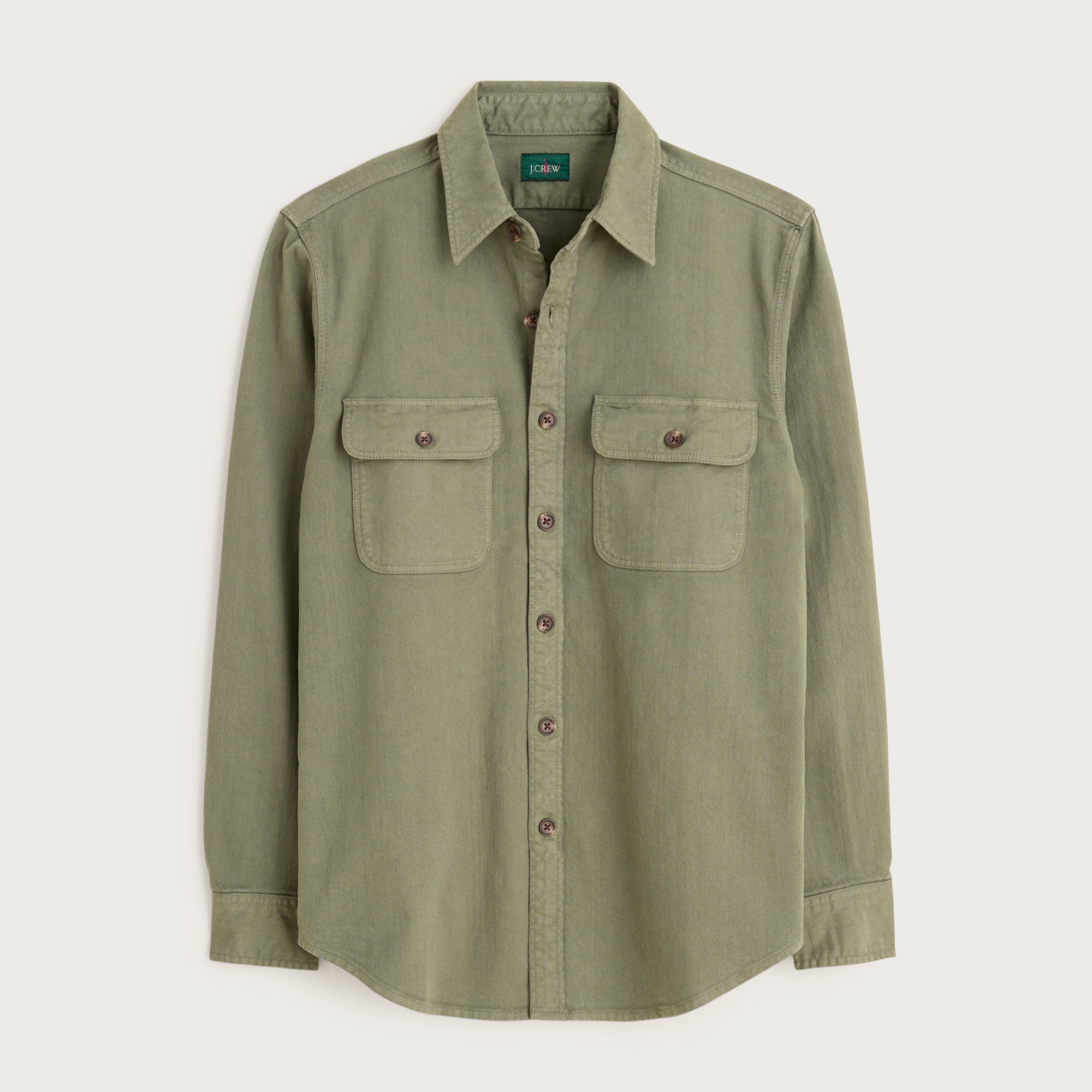  Garment-dyed twill overshirt