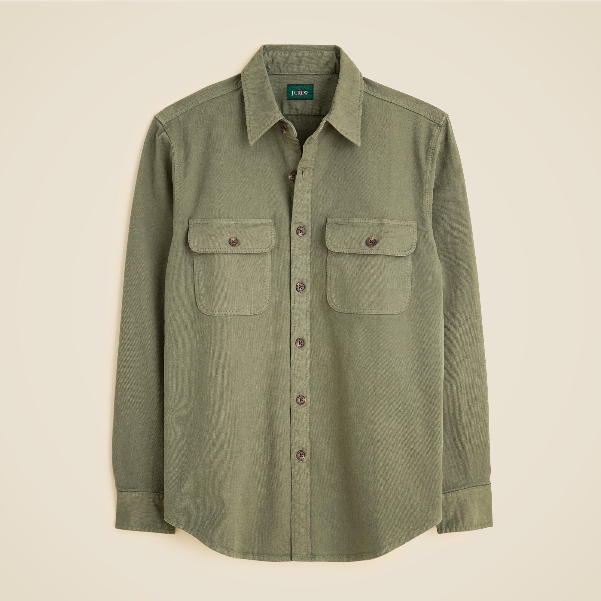 Garment-dyed twill overshirt