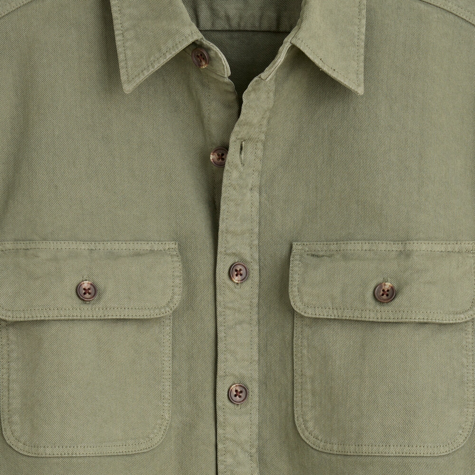 Garment-dyed twill overshirt