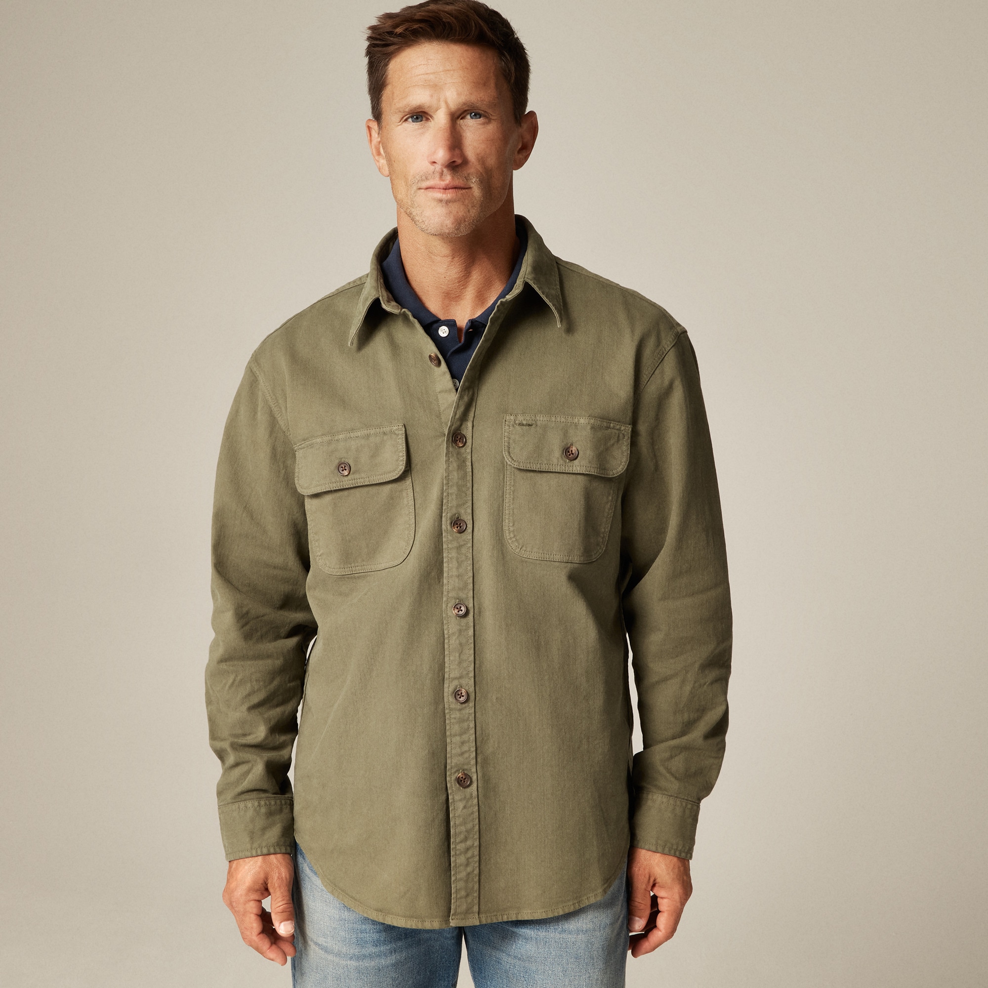 Garment-dyed Twill Overshirt For Men | J.Crew