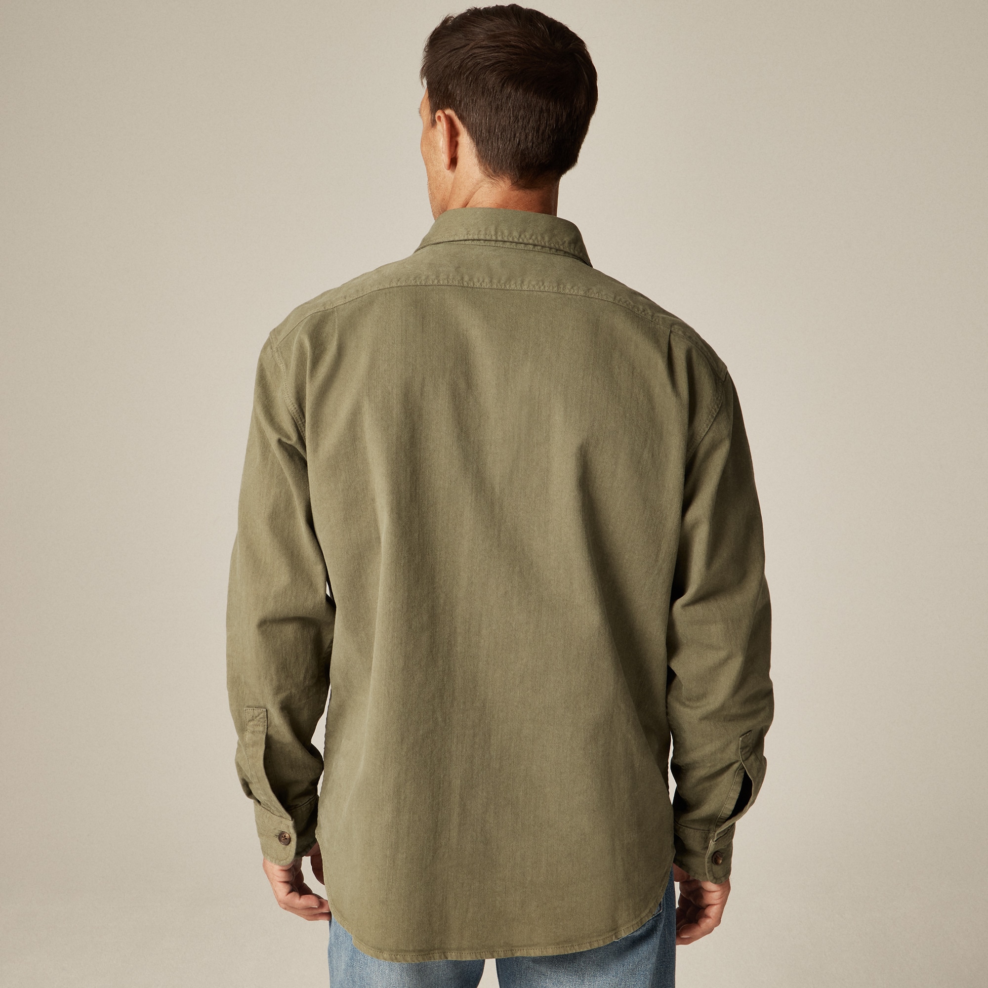Garment-dyed twill overshirt