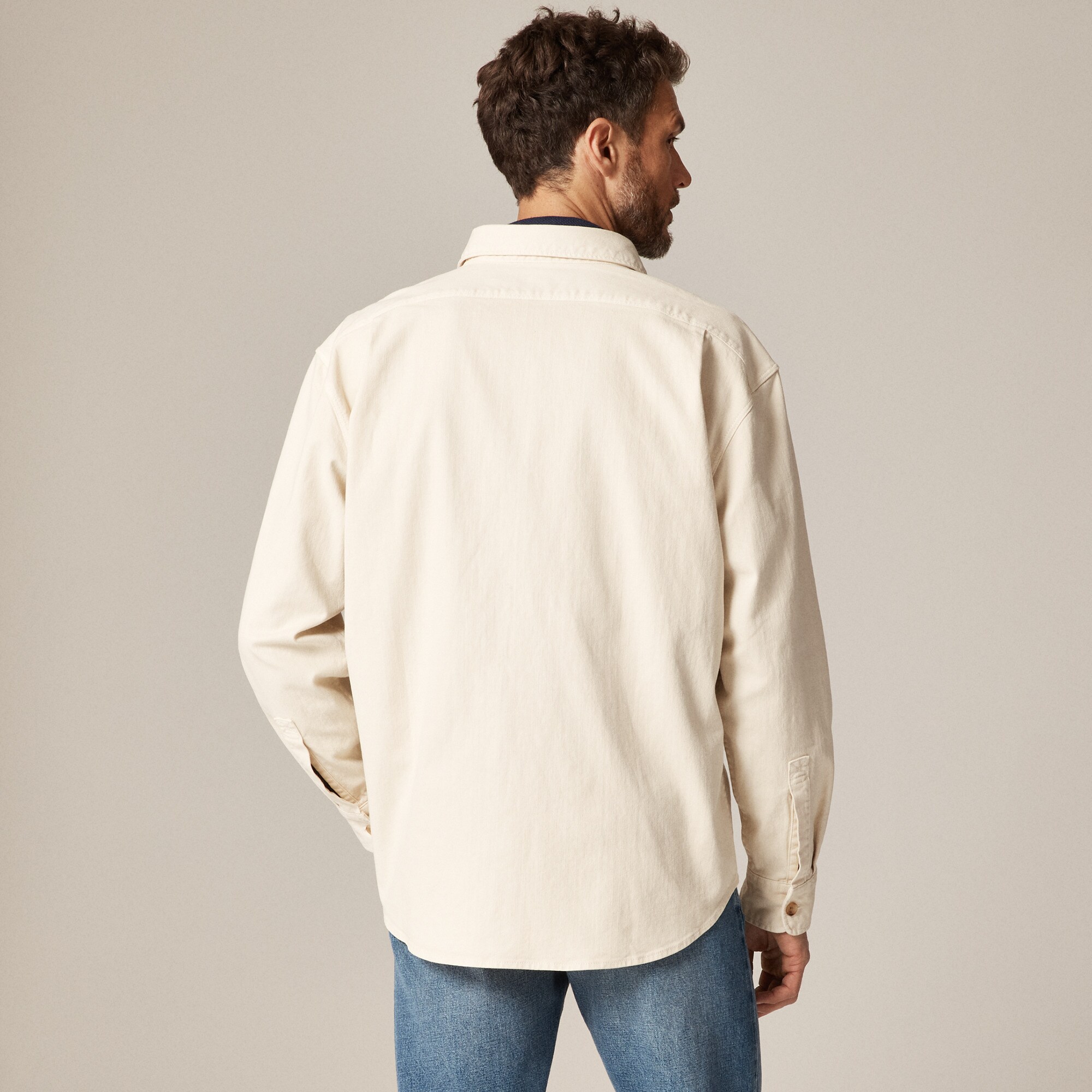 Garment-dyed twill overshirt