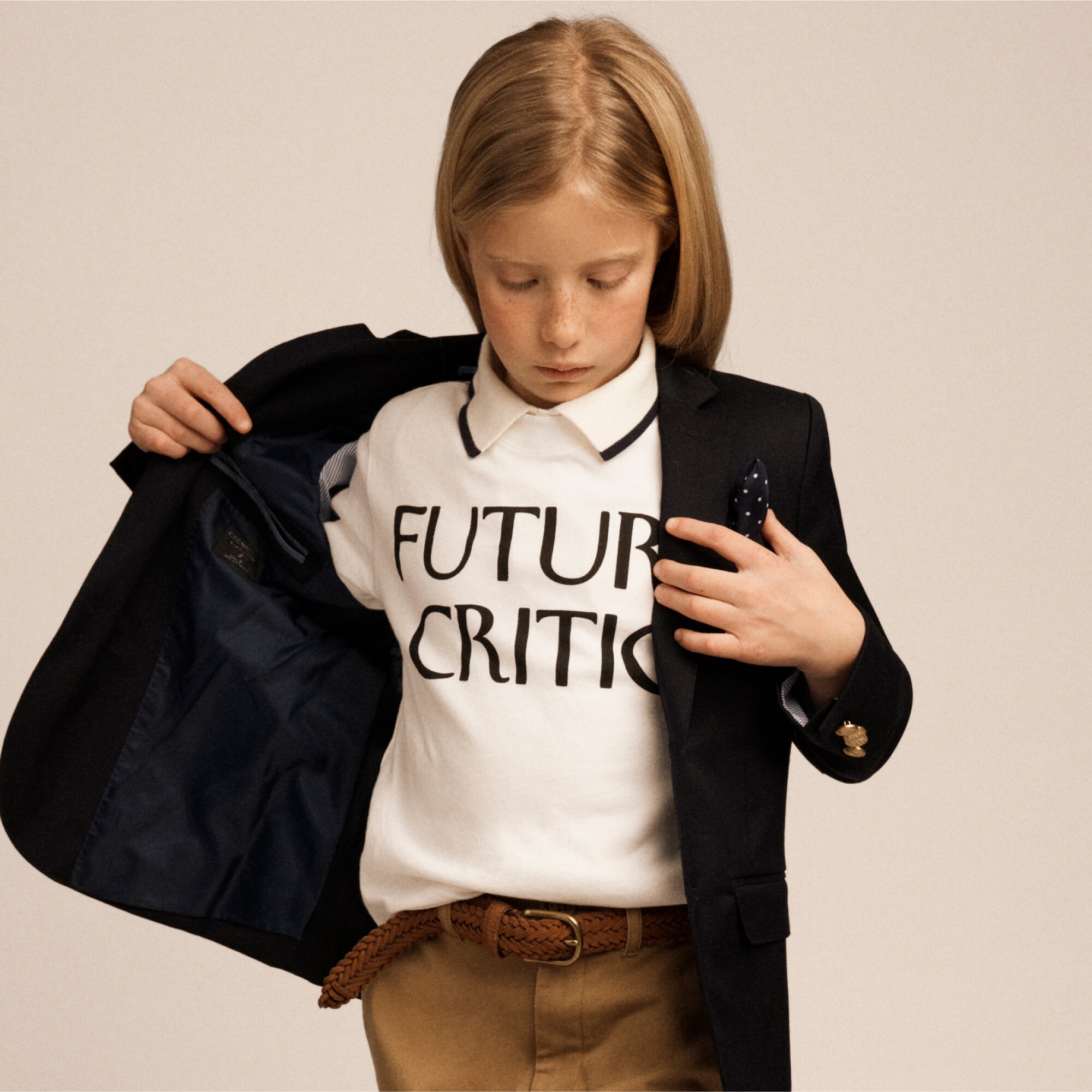 boys Limited-edition The New Yorker X Crewcuts &quot;Future critic&quot; graphic T-shirt