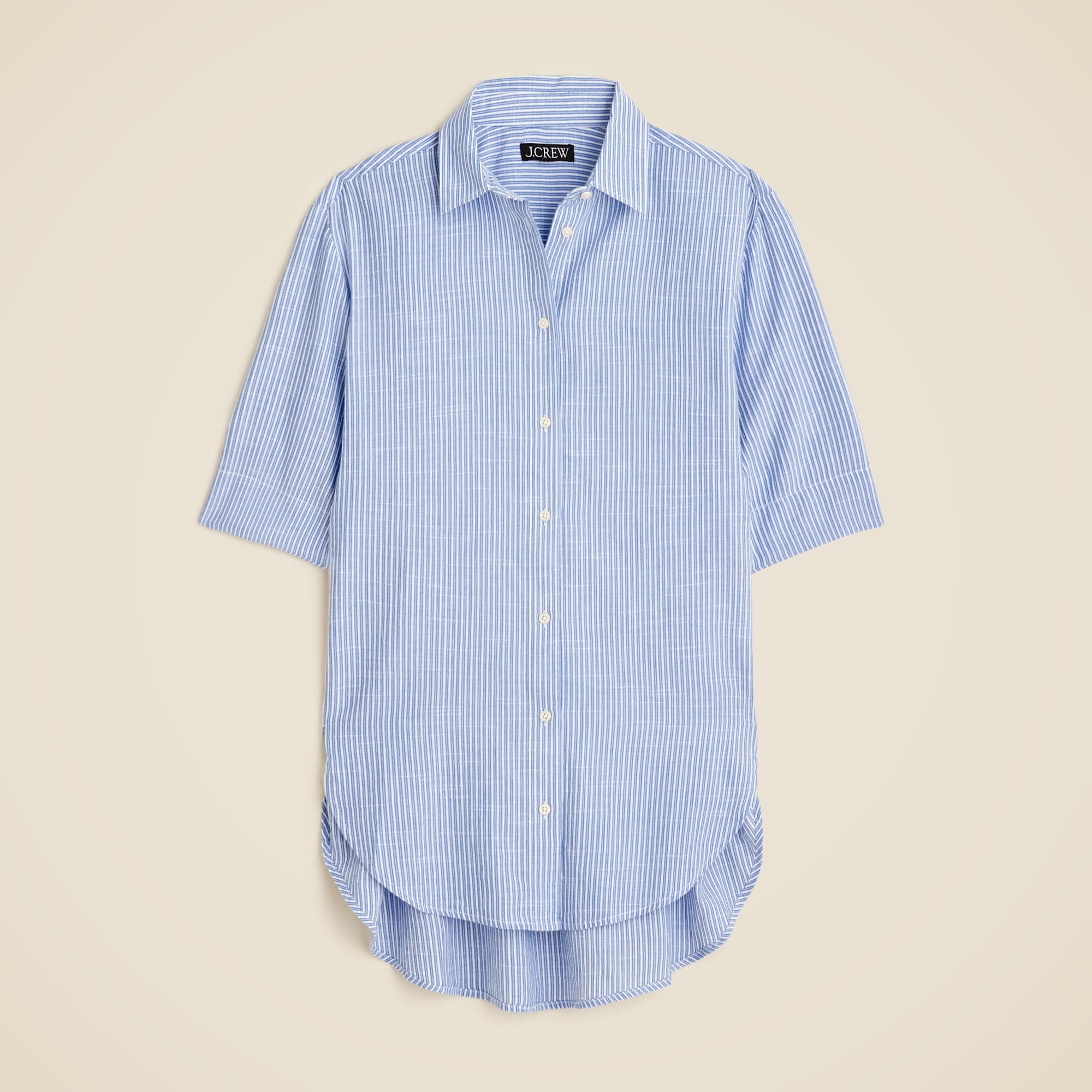 Airy gauze button-up shirt in stripe