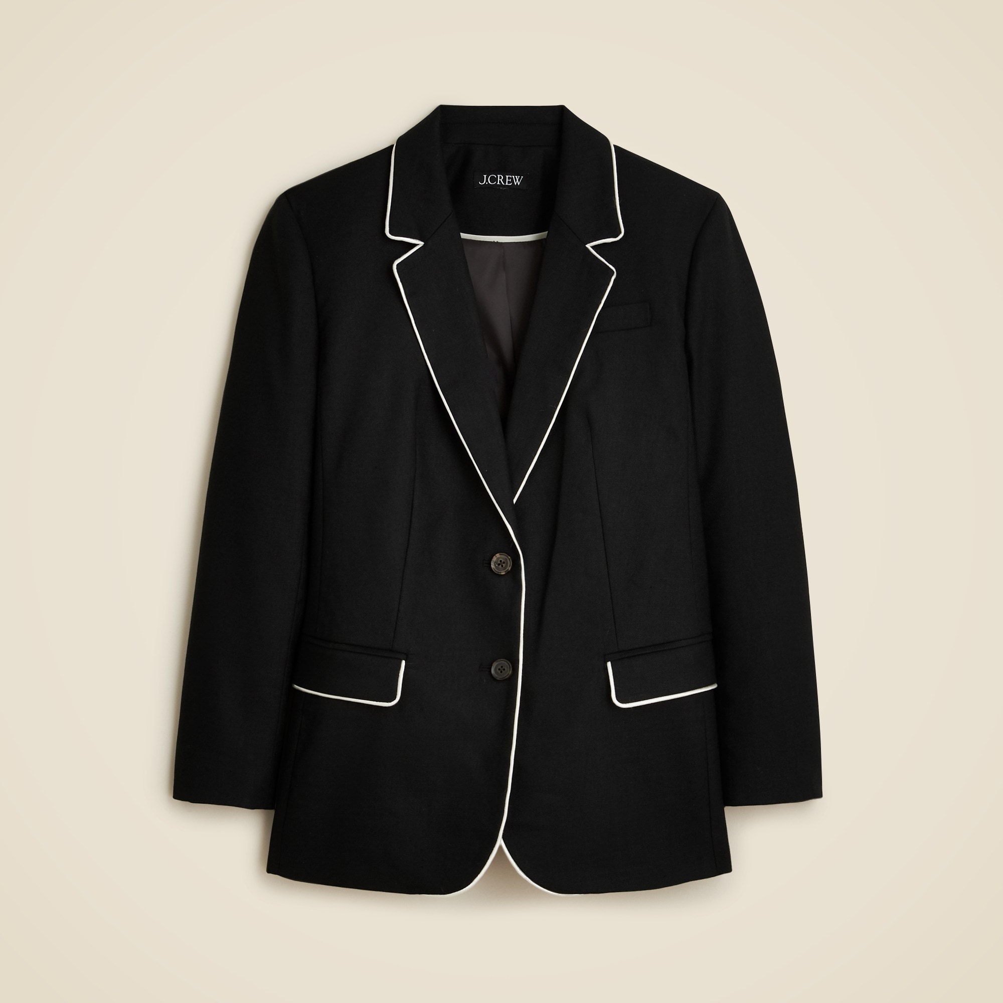 womens Classic two-button blazer in stretch linen blend