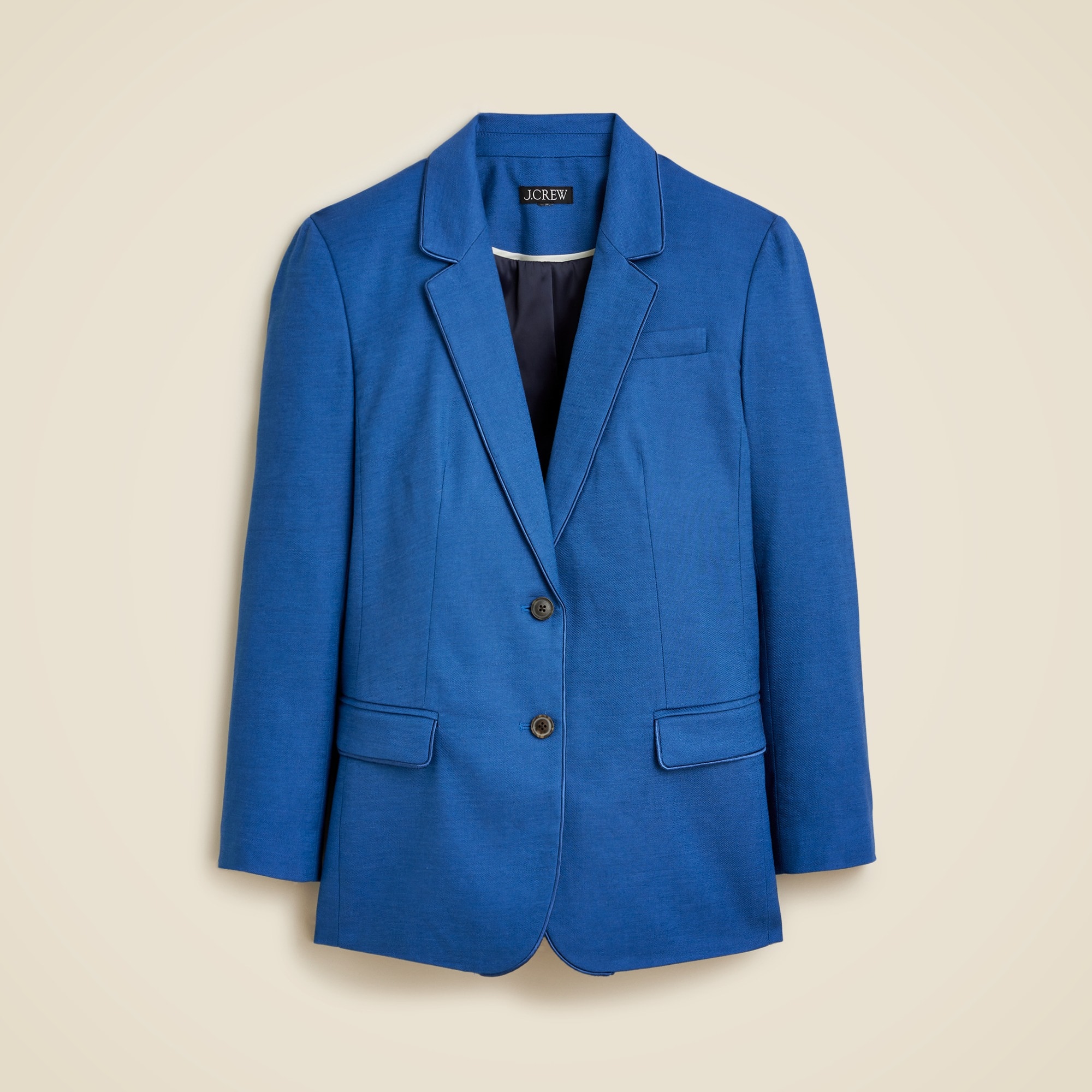 womens Classic two-button blazer in stretch linen blend