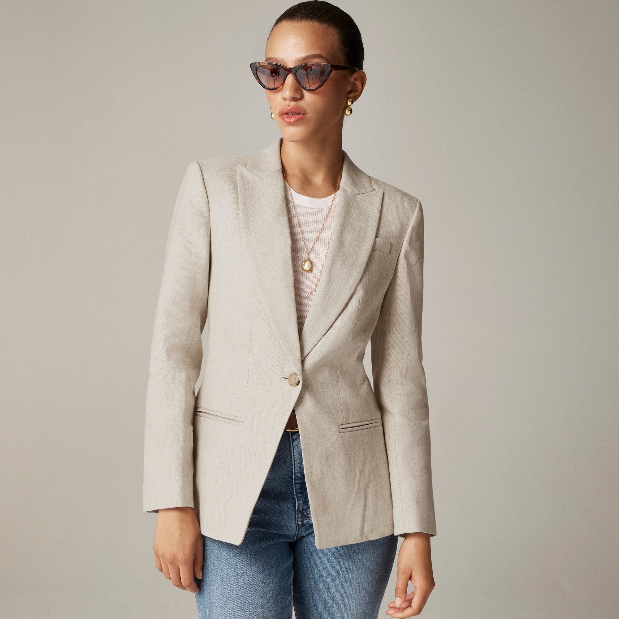 Alexandra blazer in stretch linen blend