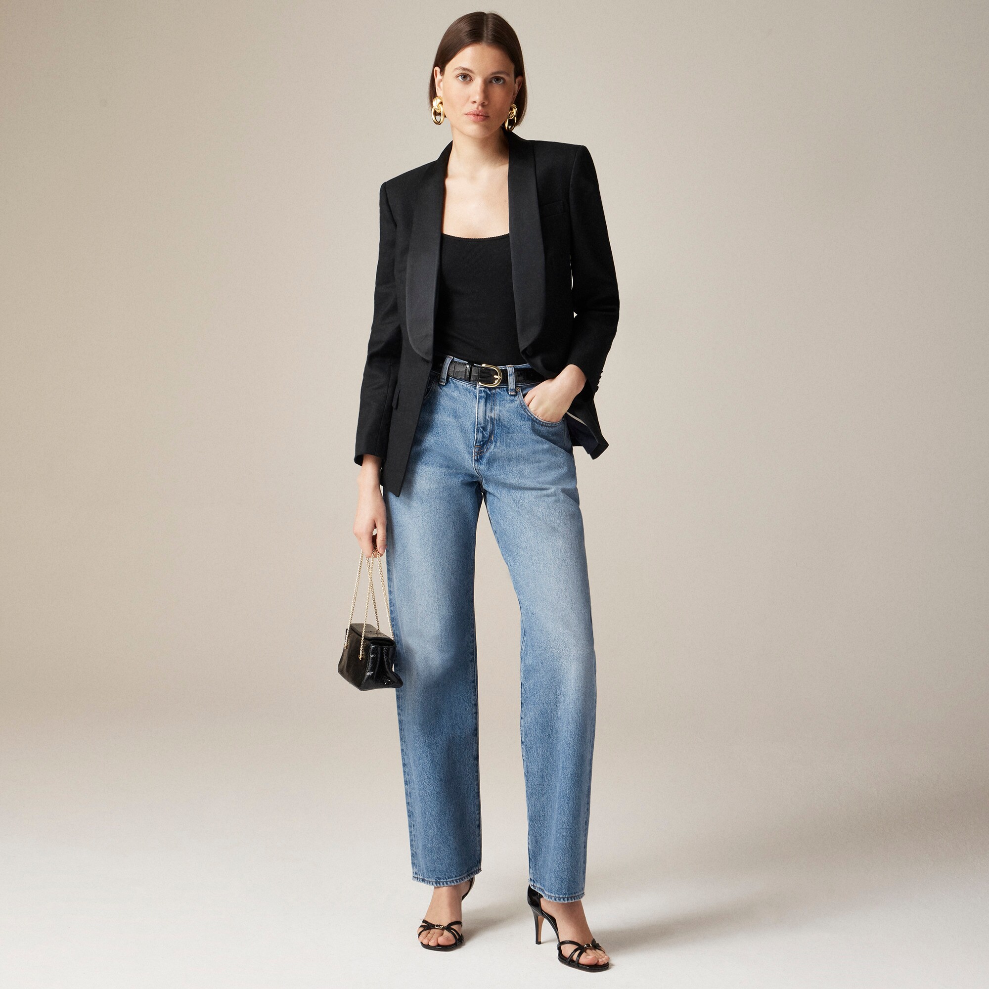 womens Collection Alexandra shawl-collar blazer in stretch linen blend