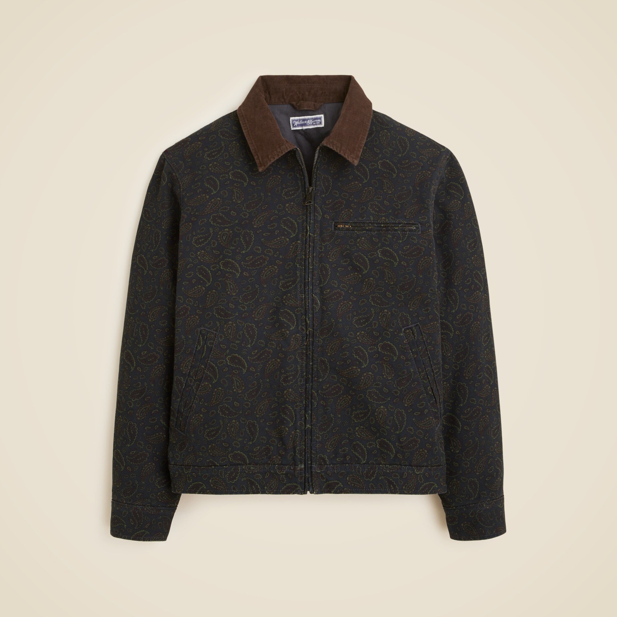 mens Wallace &amp; Barnes canvas work jacket in paisley