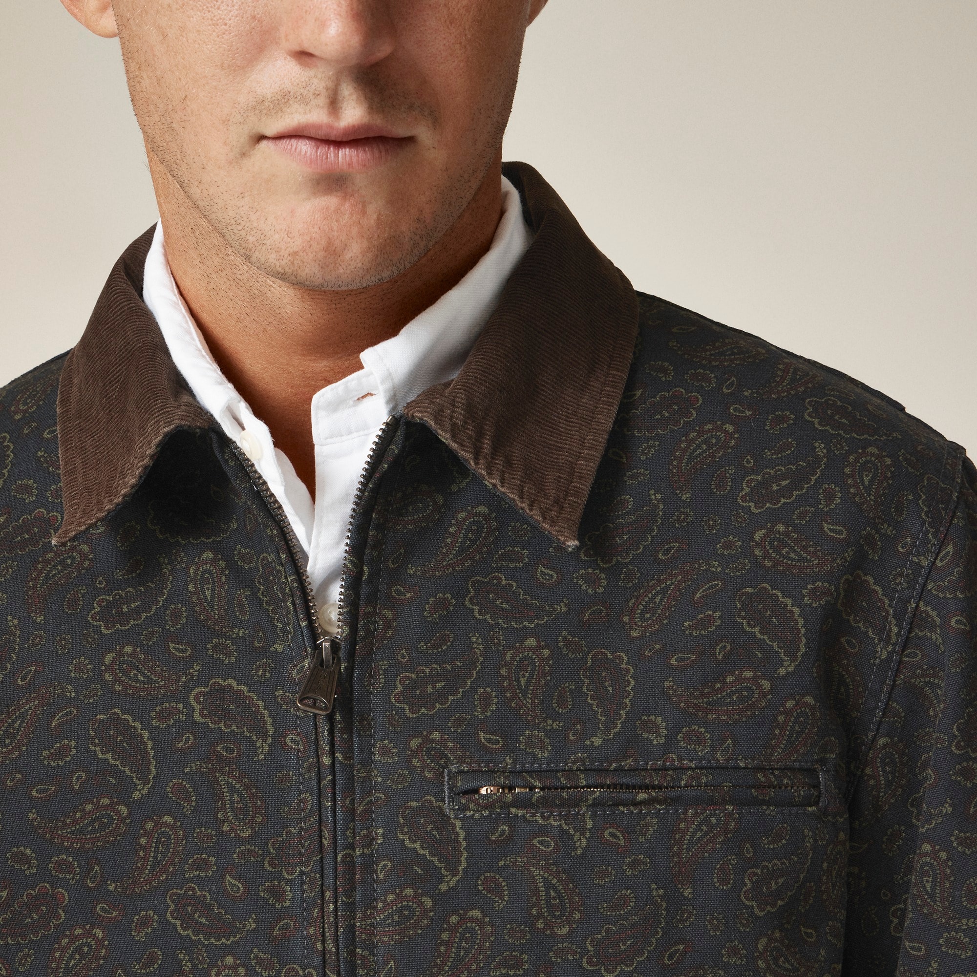 Wallace & Barnes canvas work jacket in paisley