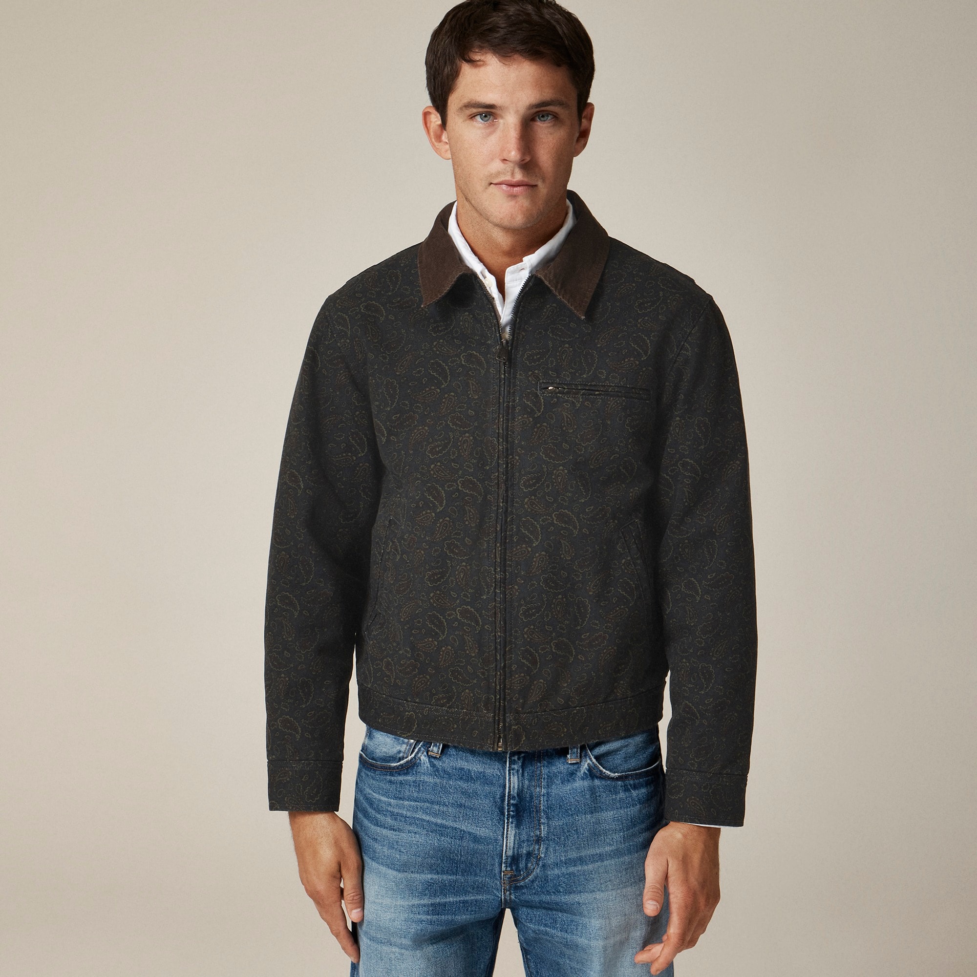 j.crew: wallace &amp; barnes canvas work jacket in paisley for men