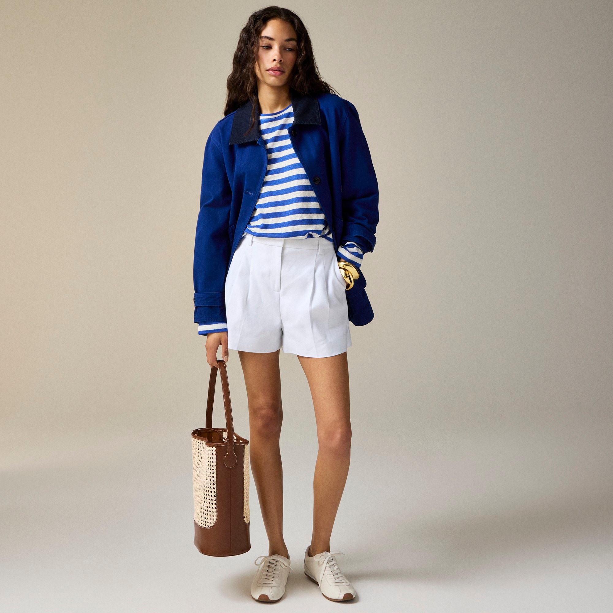 Lucia short in stretch linen blend