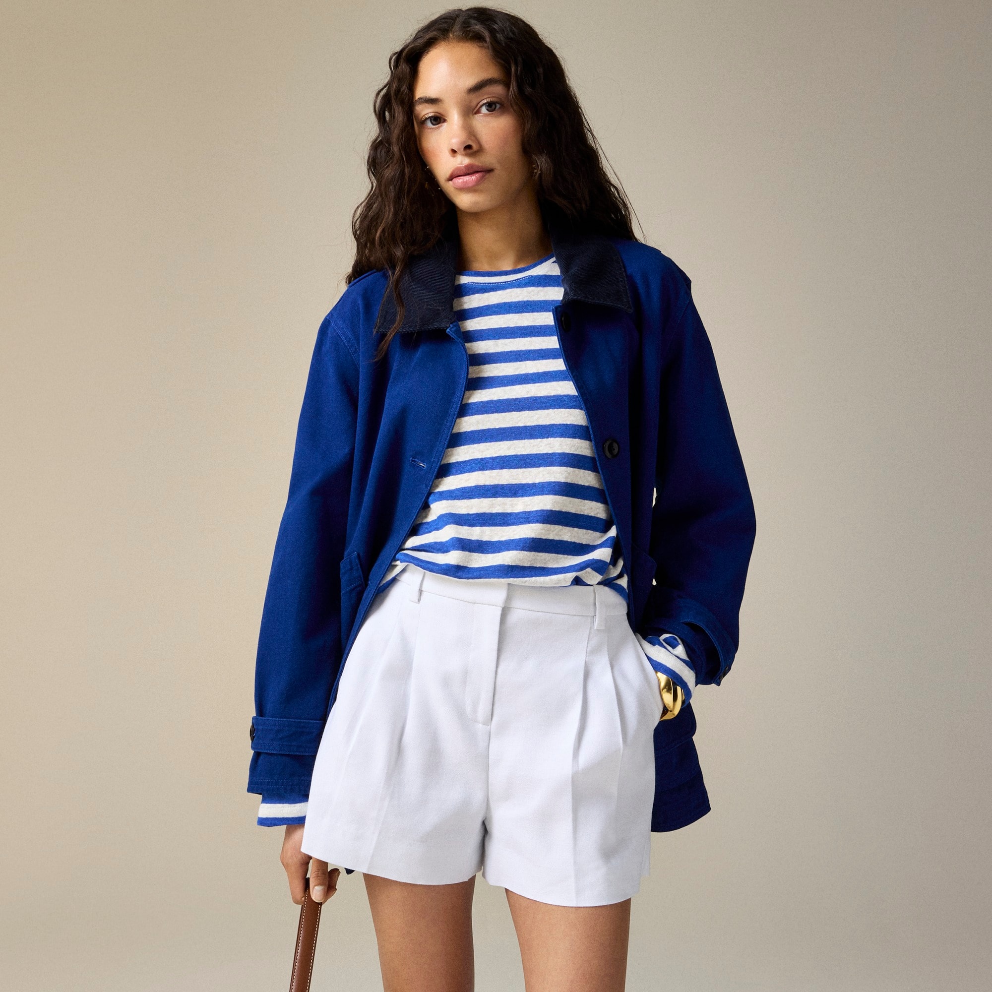 Lucia short in stretch linen blend