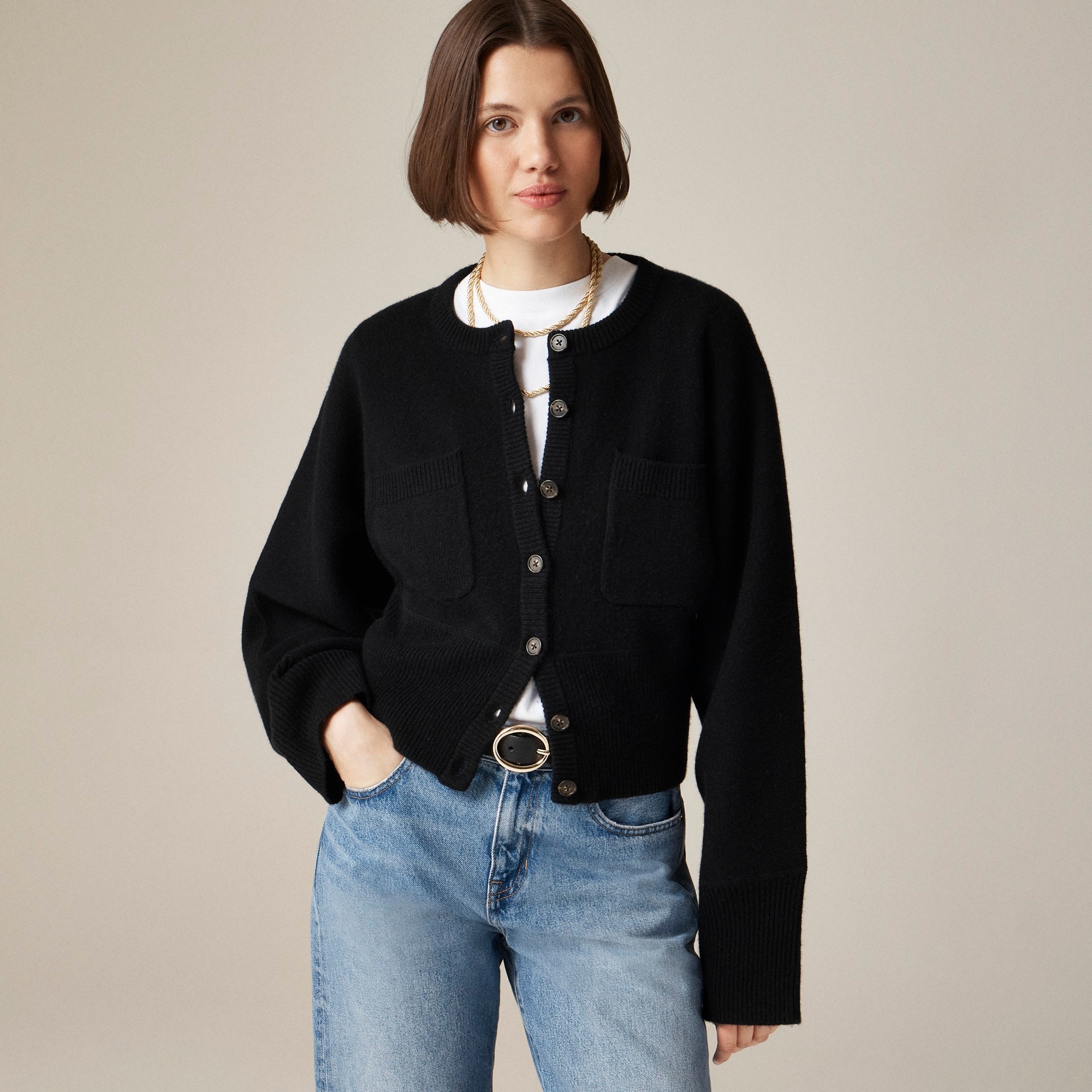 j.crew: spring street cashmere-blend patch-pocket cardigan for women