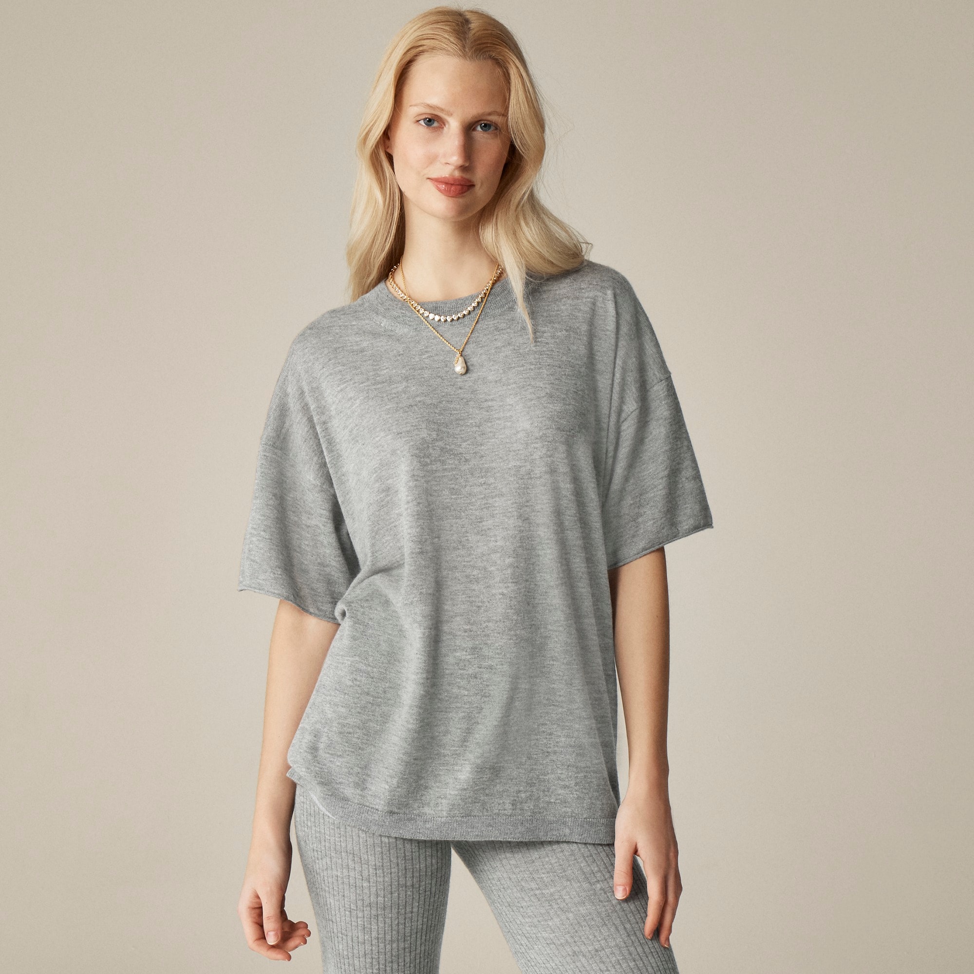 womens Spring Street featherweight cashmere relaxed T-shirt