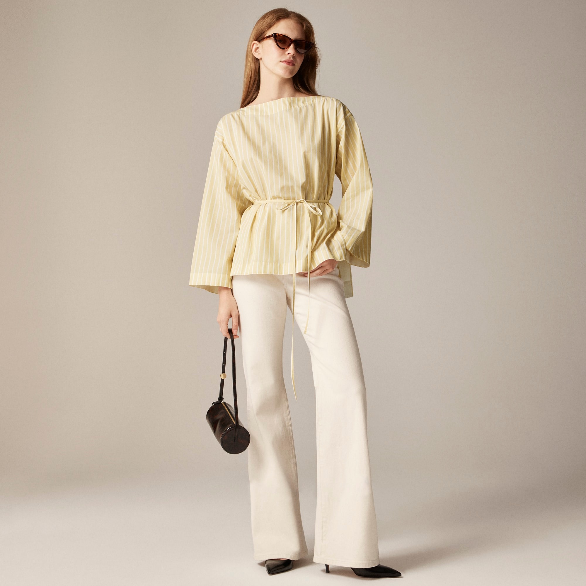 womens Ciel top in striped cotton poplin