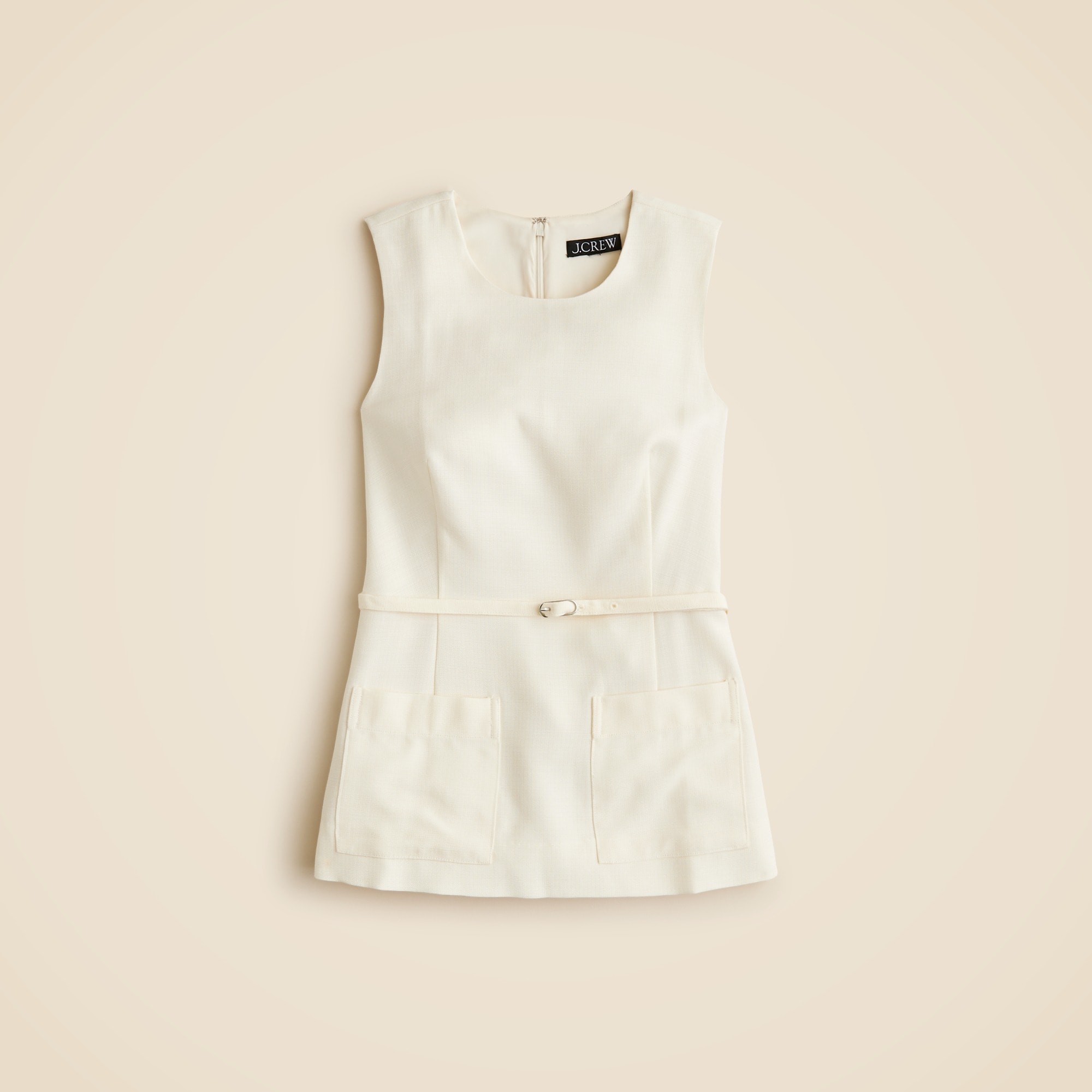 Sleeveless belted top in viscose canvas