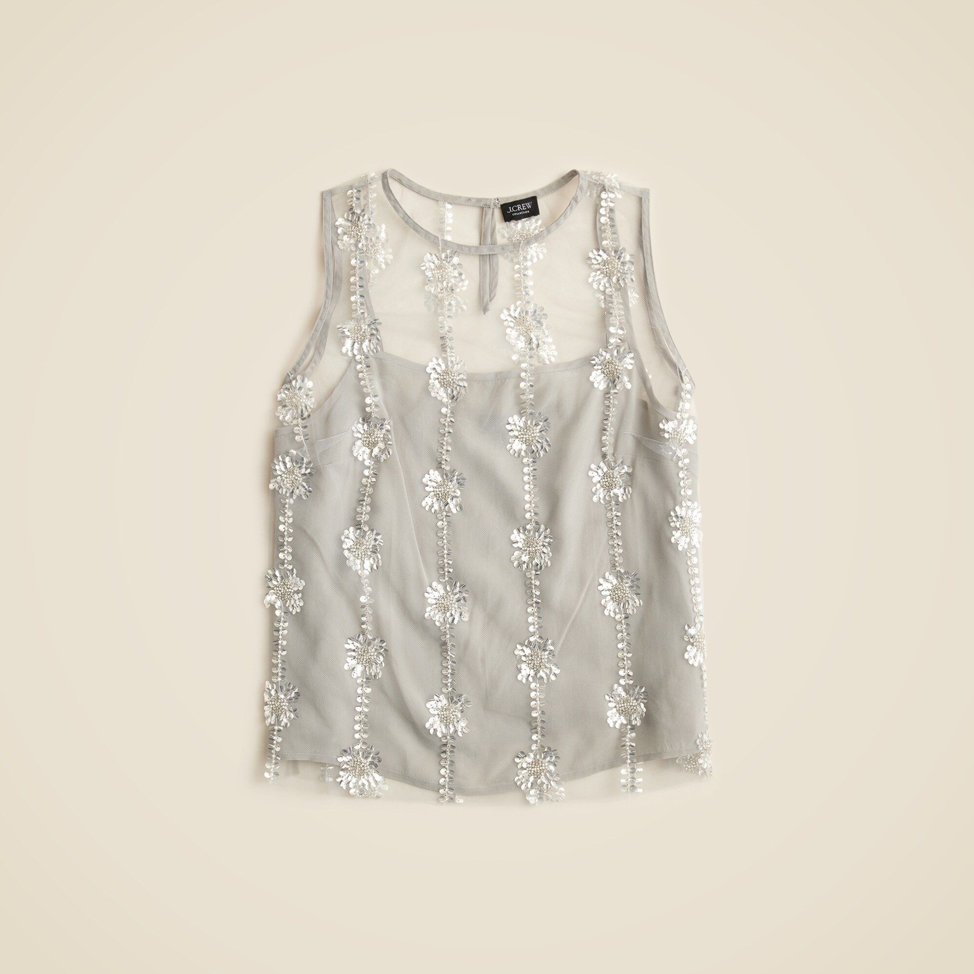 Collection sheer layered sequin top