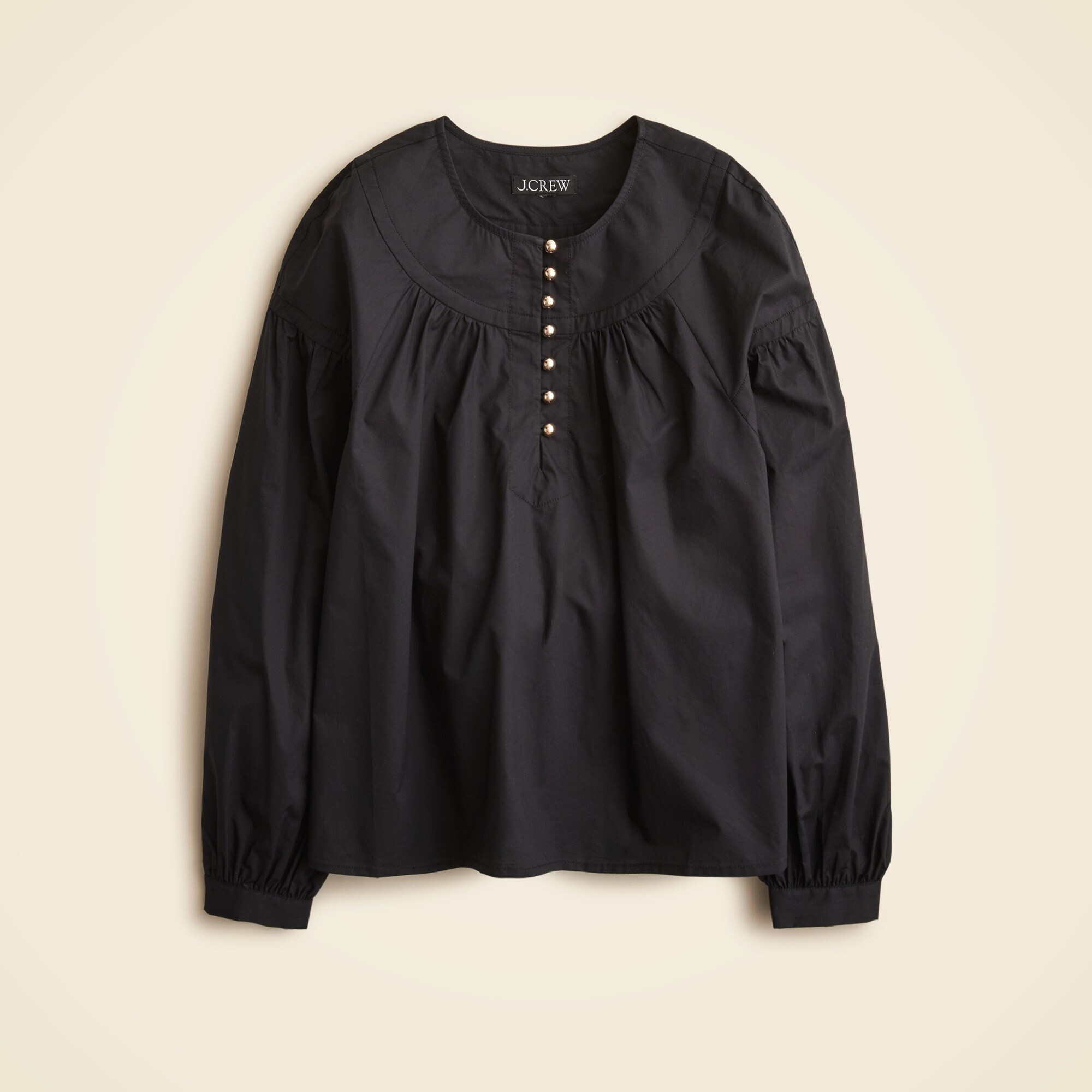 Shirred Popover Top In Cotton Poplin For Women | J.Crew