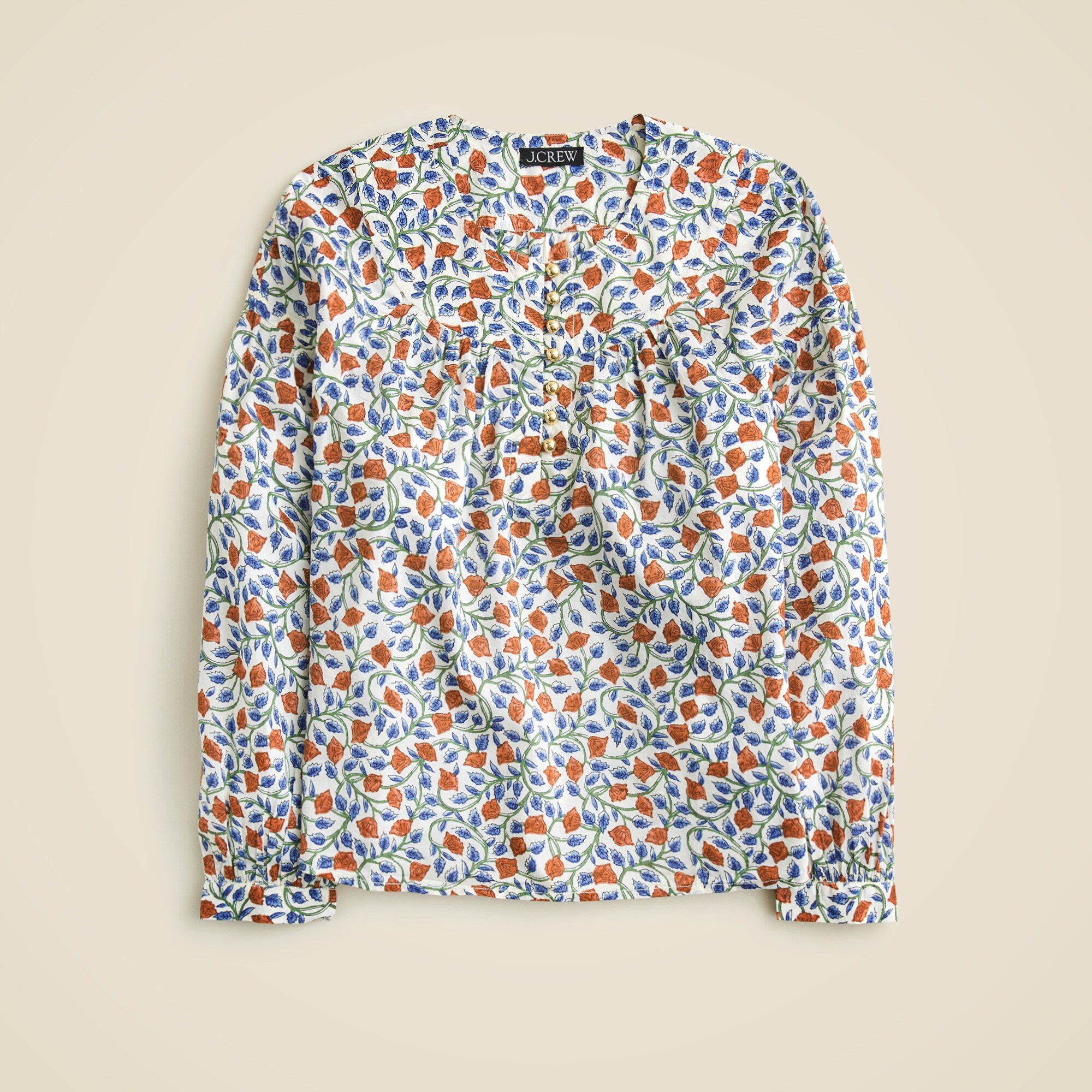 Shirred Popover Top In Rosewood Floral For Women | J.Crew