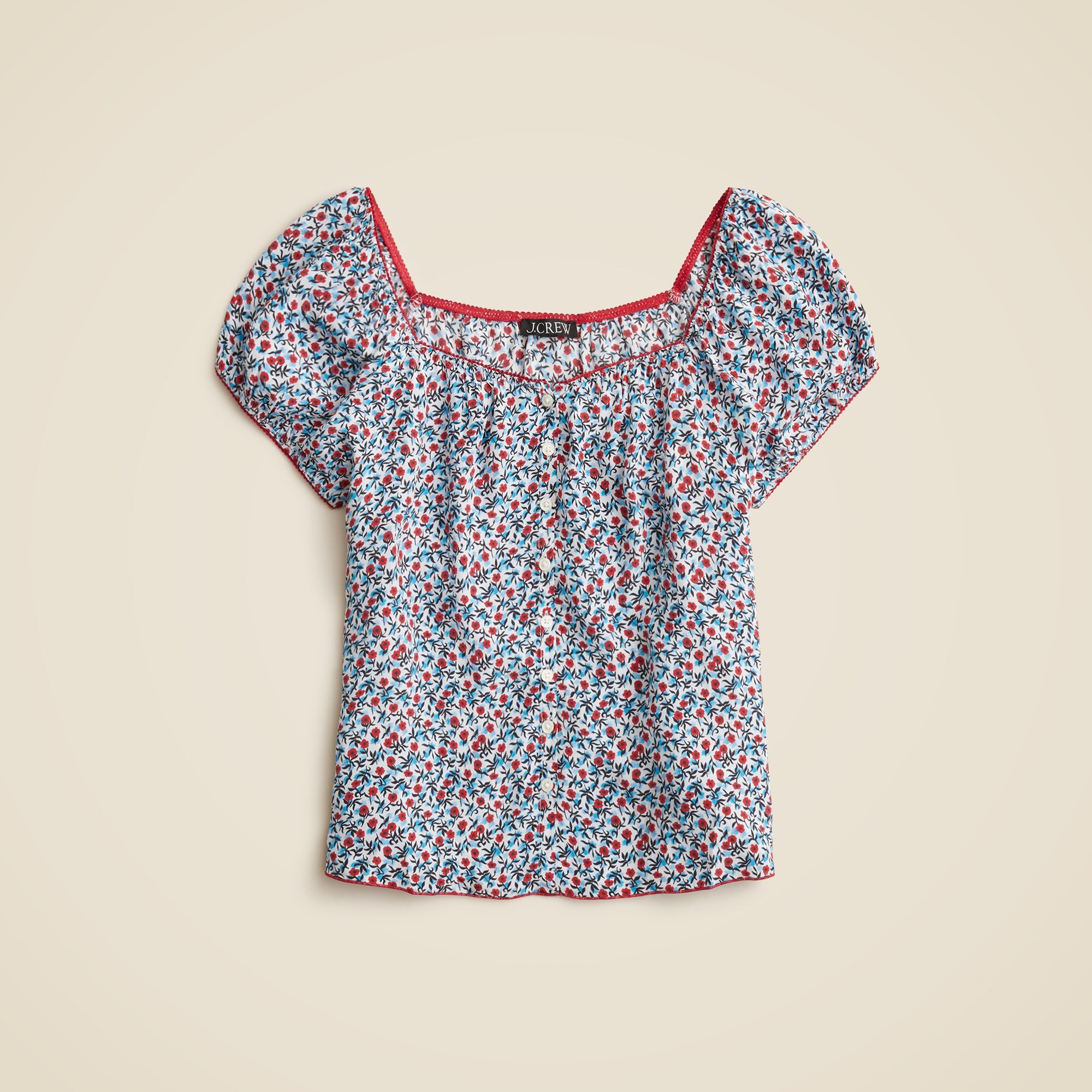 Cap-sleeve Top In Poppy Crepe De Chine For Women | J.Crew