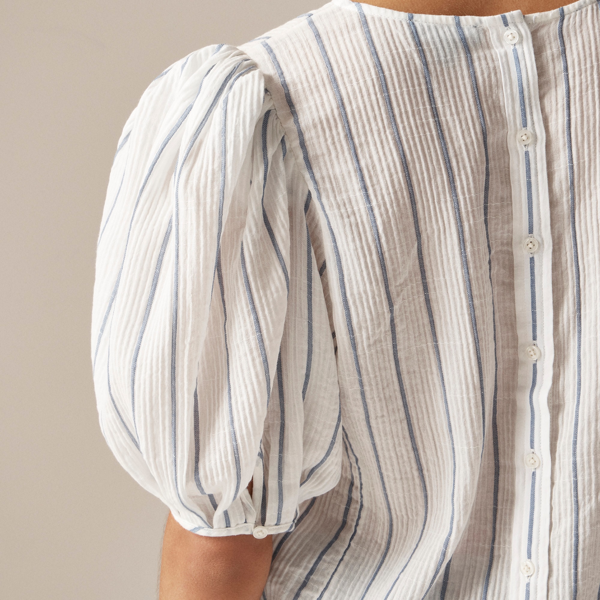 Puff-sleeve top in sheer gauze