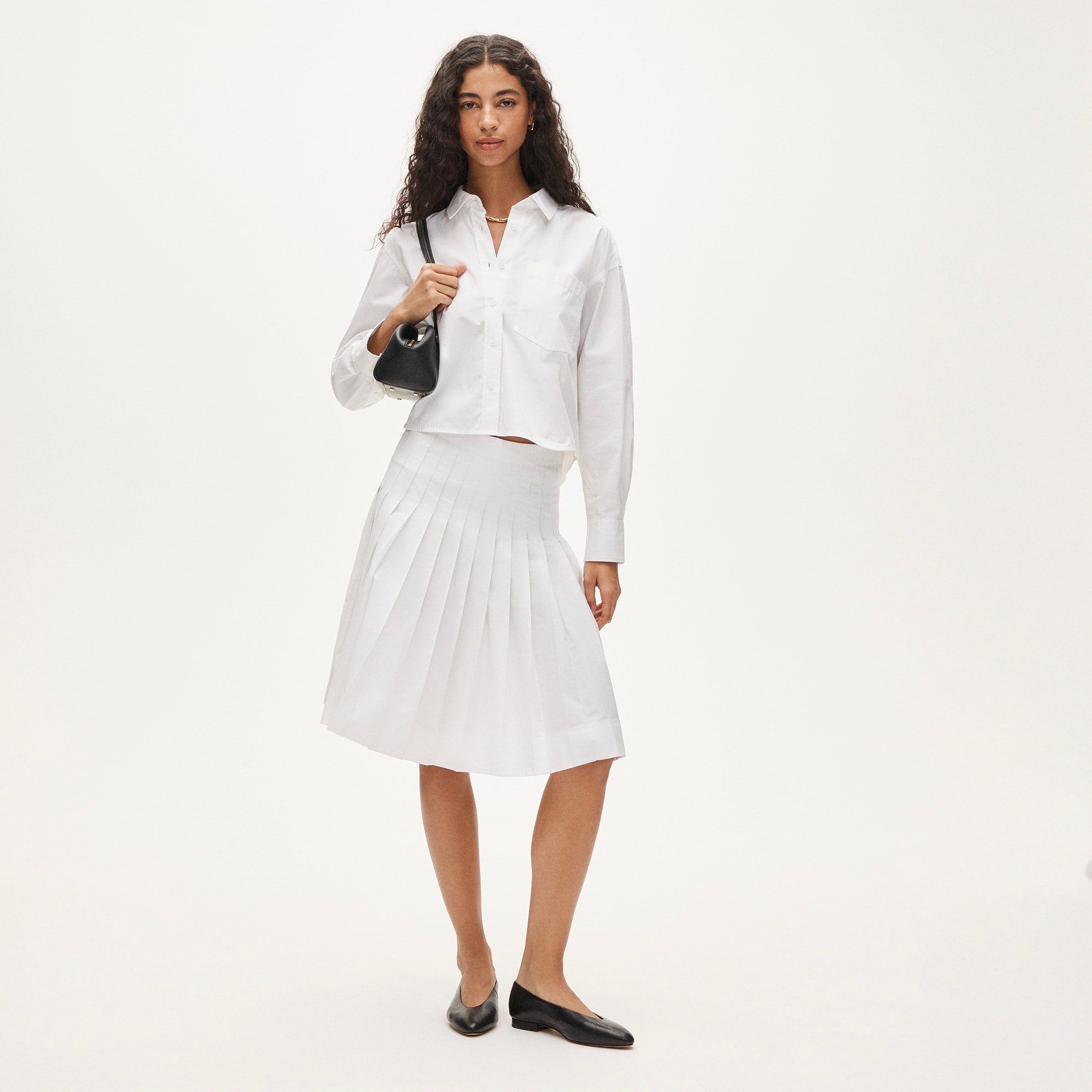 Étienne cropped button-up shirt in cotton poplin