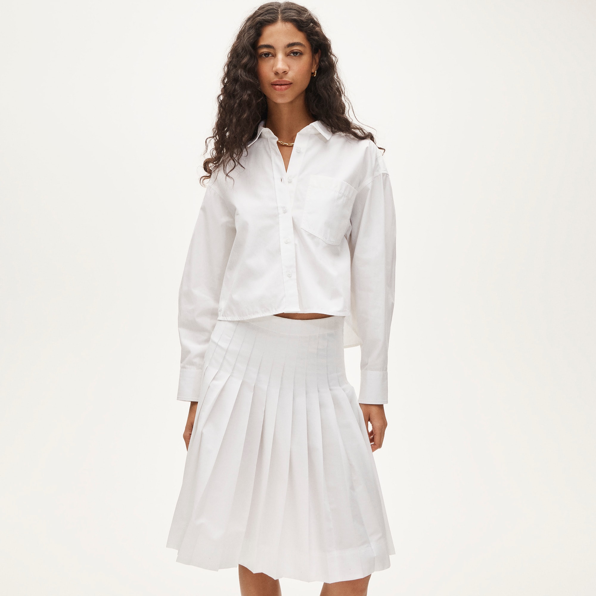 Étienne Cropped Button-up Shirt In Cotton Poplin For Women | J.Crew