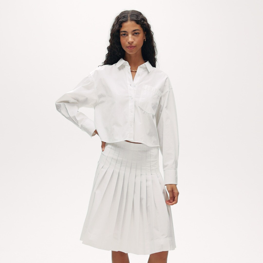 &Eacute;tienne cropped button-up shirt in cotton poplin