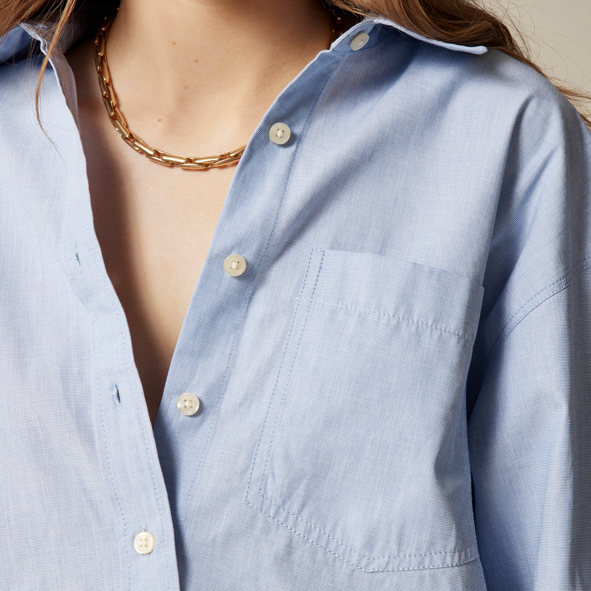 &Eacute;tienne cropped button-up shirt in cotton poplin - image 4