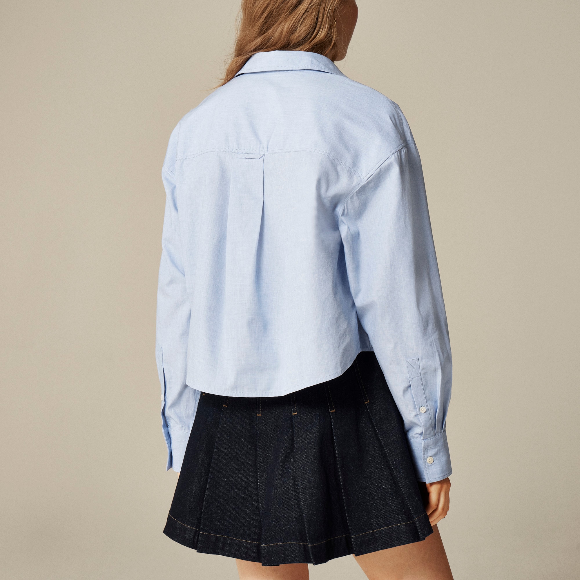 Étienne cropped button-up shirt in cotton poplin