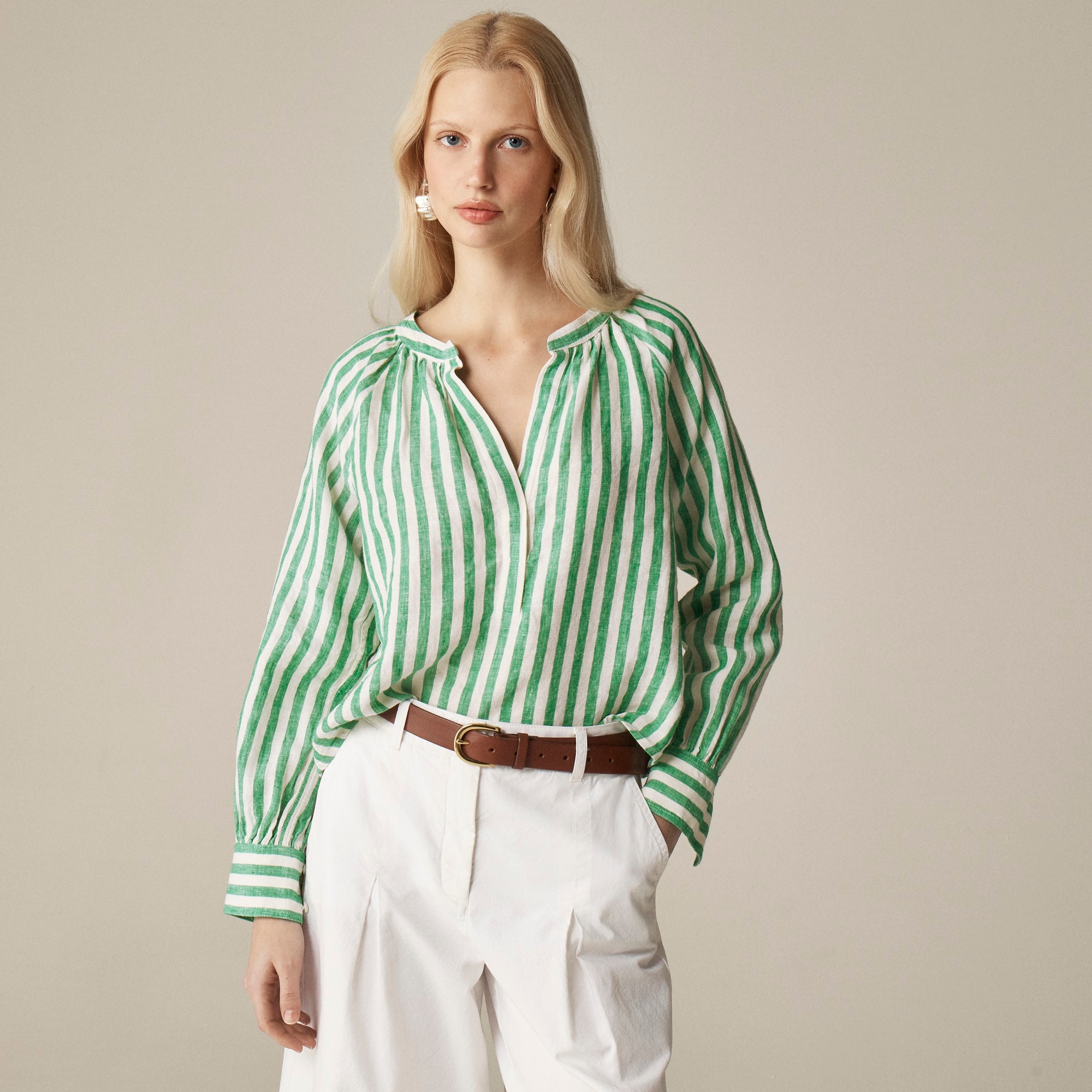  Cabana top in striped linen