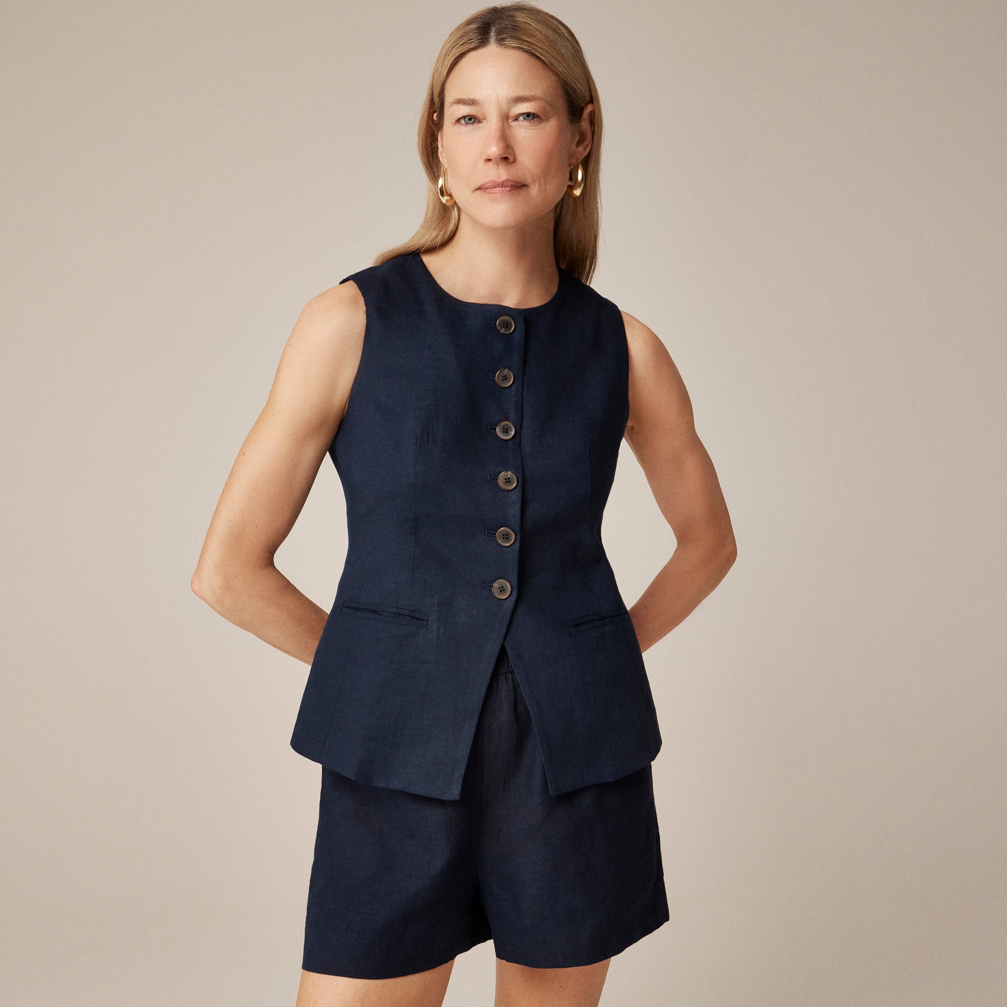 Cutaway vest top in linen