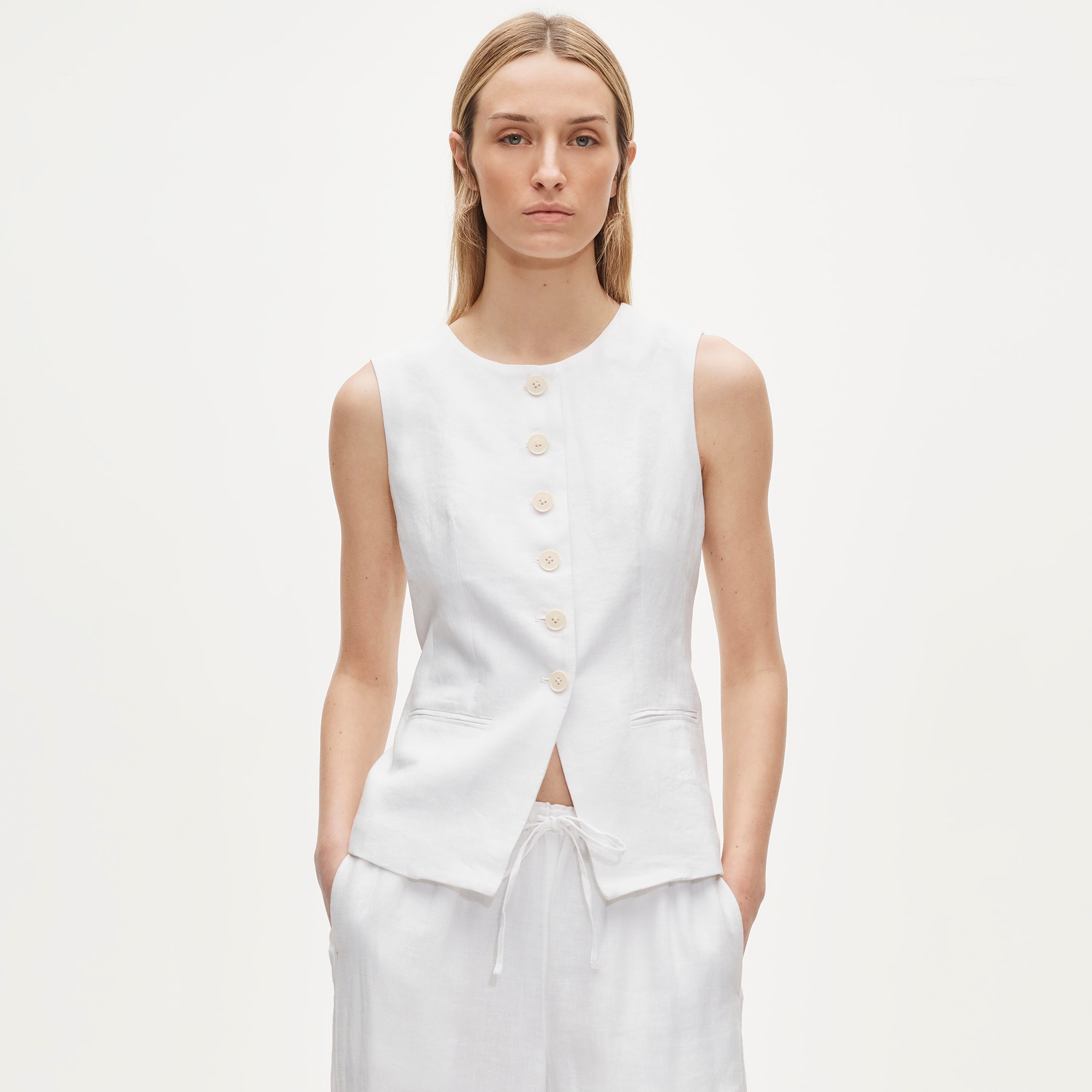Cutaway Vest Top In Linen For Women | J.Crew