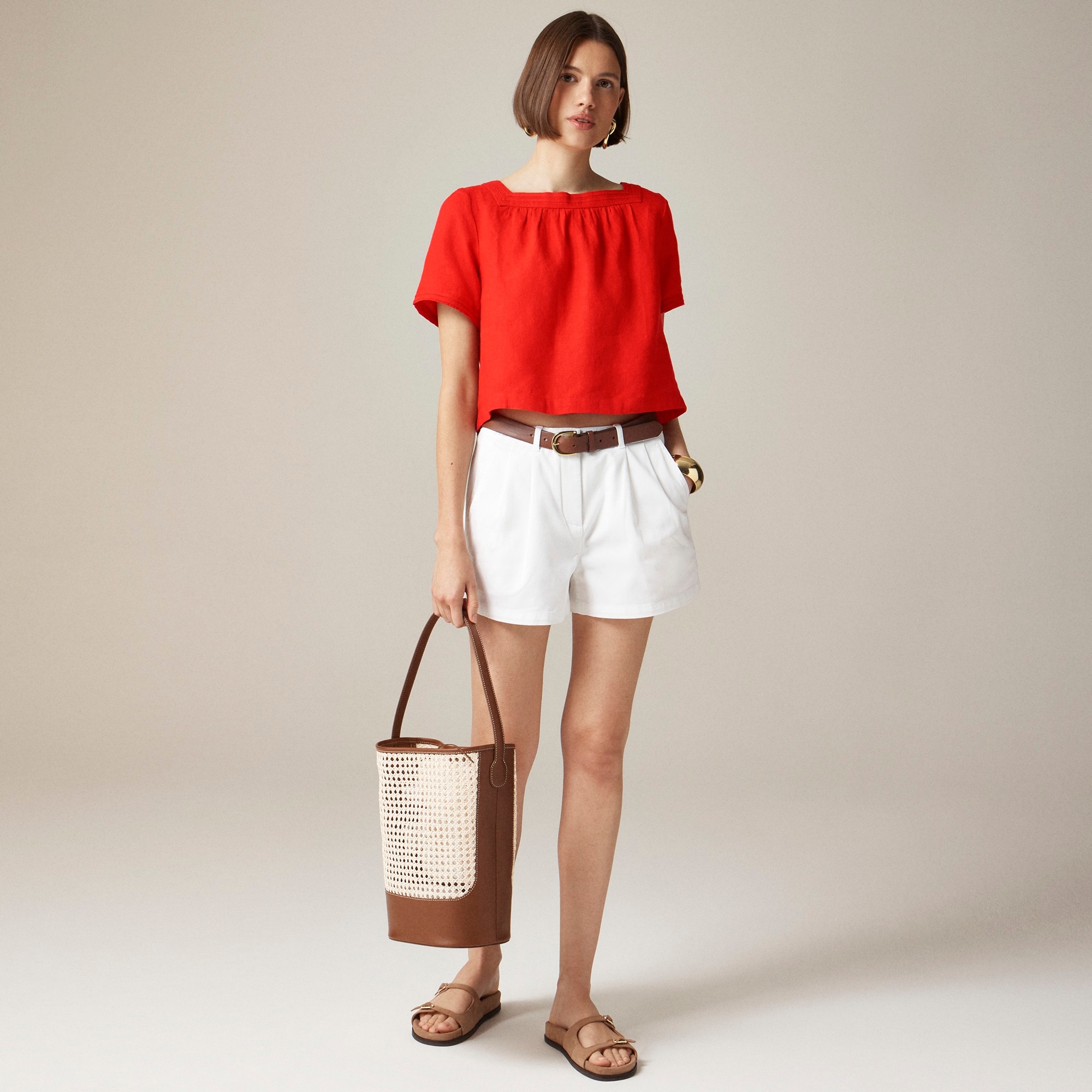 womens Sailor squareneck top in linen