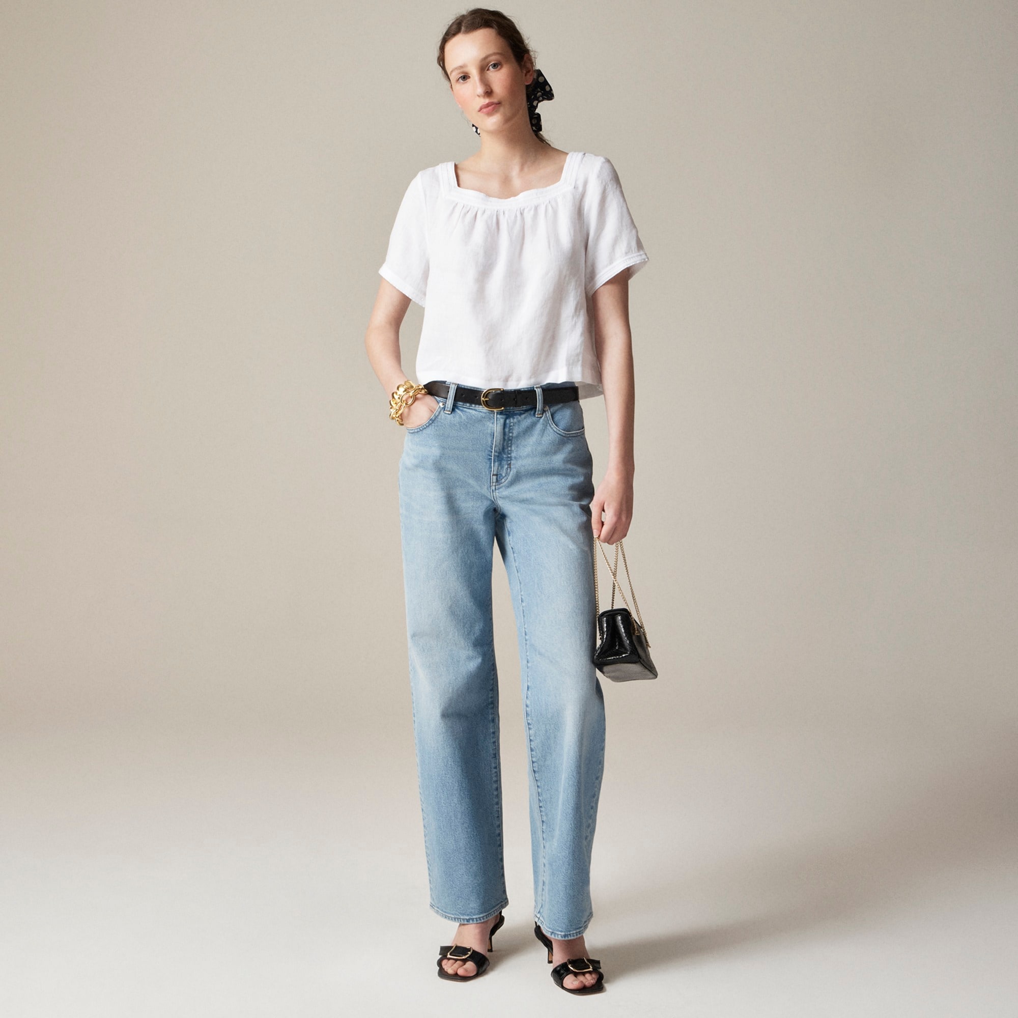 J.Crew: Cotton Poplin Ruffle Blouse In Liberty® Wheat