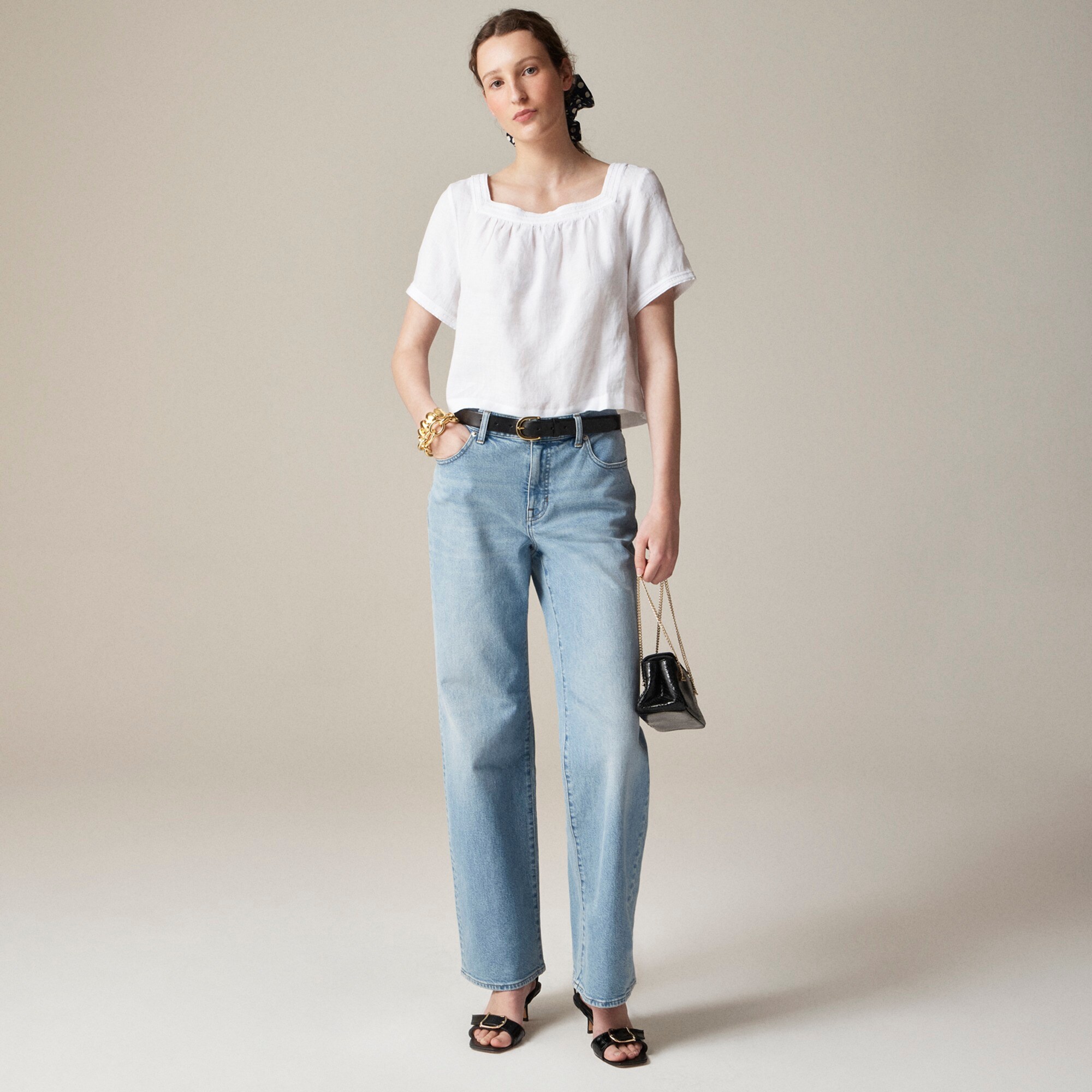 Sailor squareneck top in linen