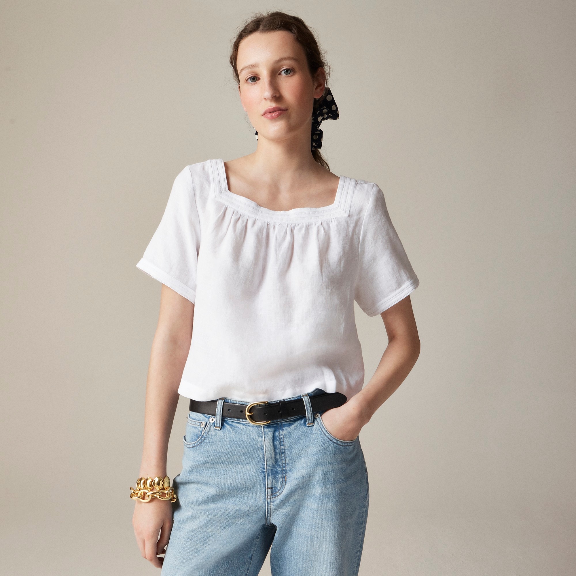 womens Sailor squareneck top in linen
