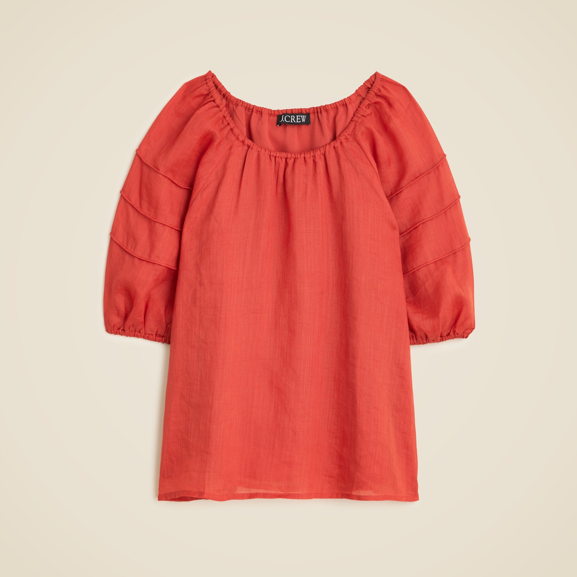 Puff-sleeve top in ramie