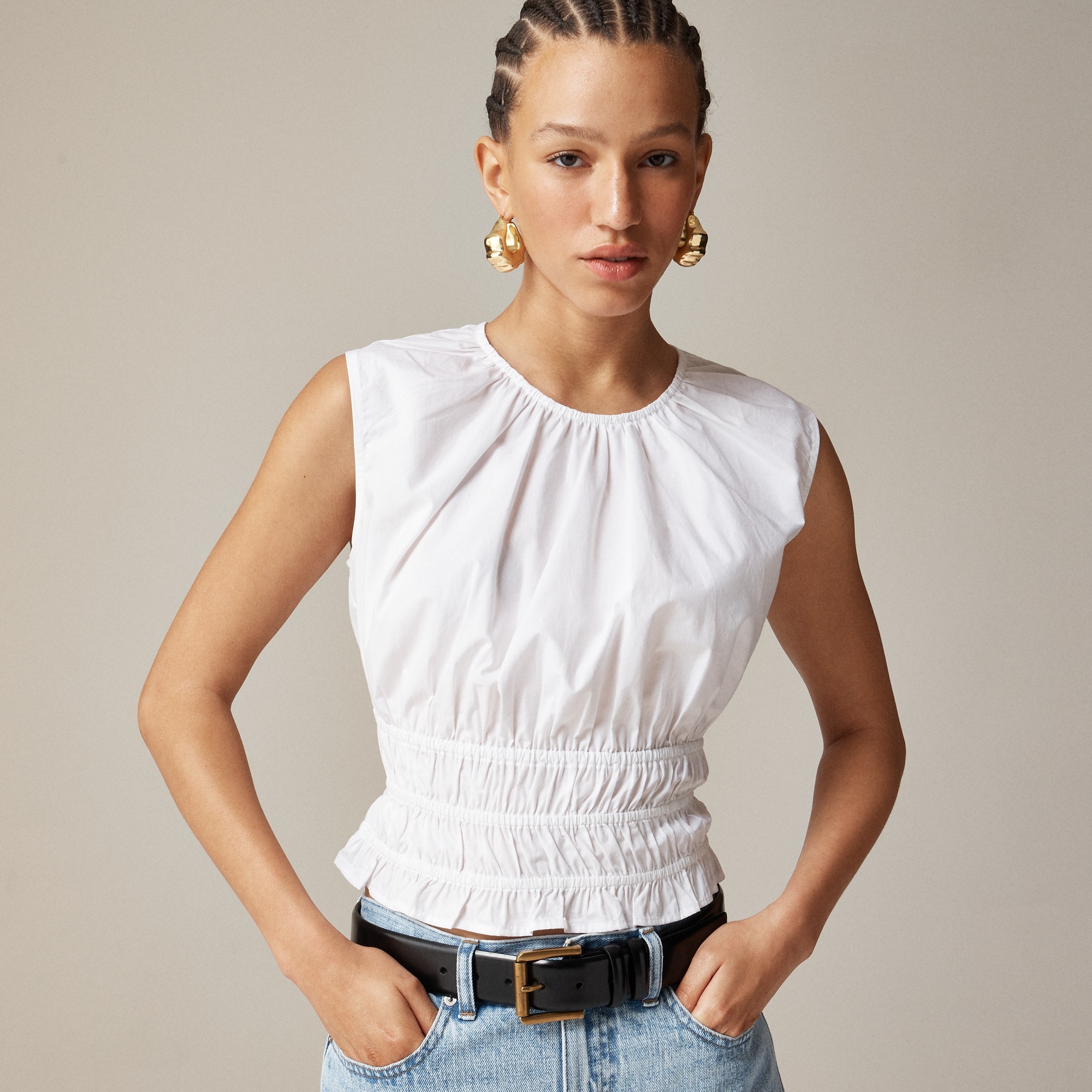 Hyacinth top in cotton poplin