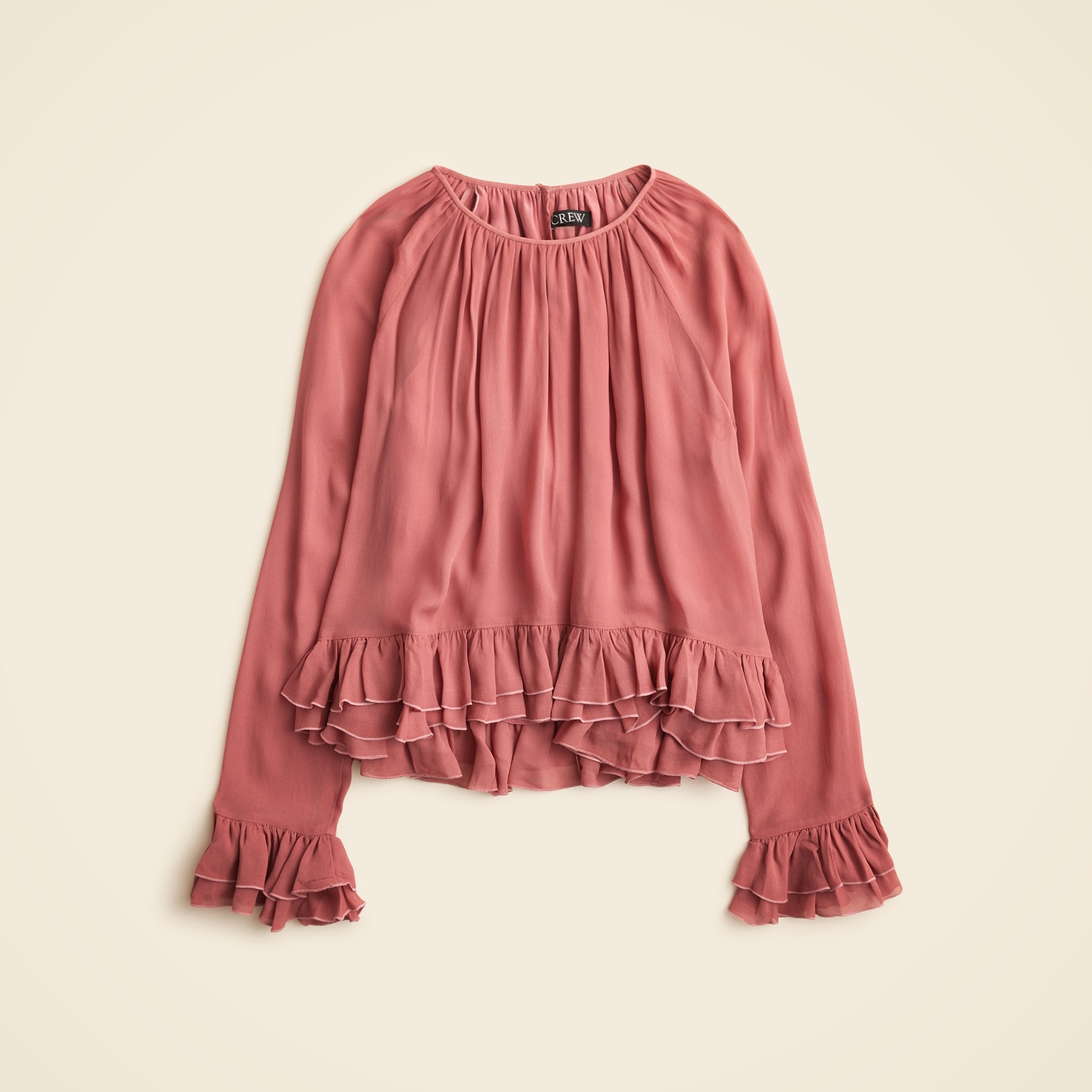 Collection ruffle top in viscose chiffon