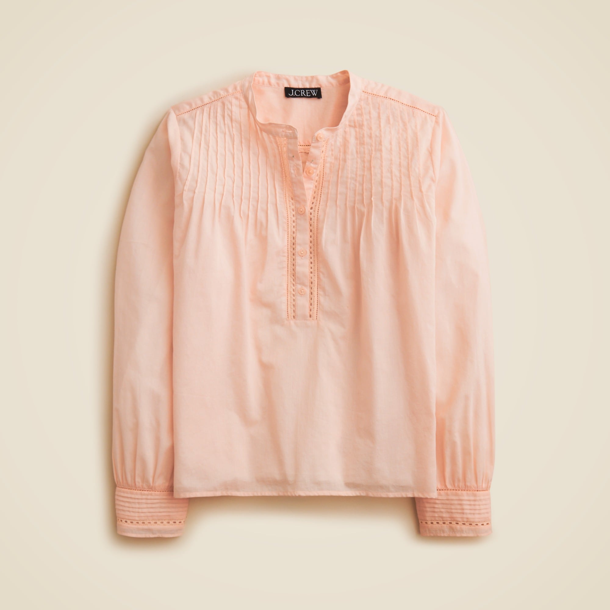 womens Pintuck lace-trim top in cotton voile